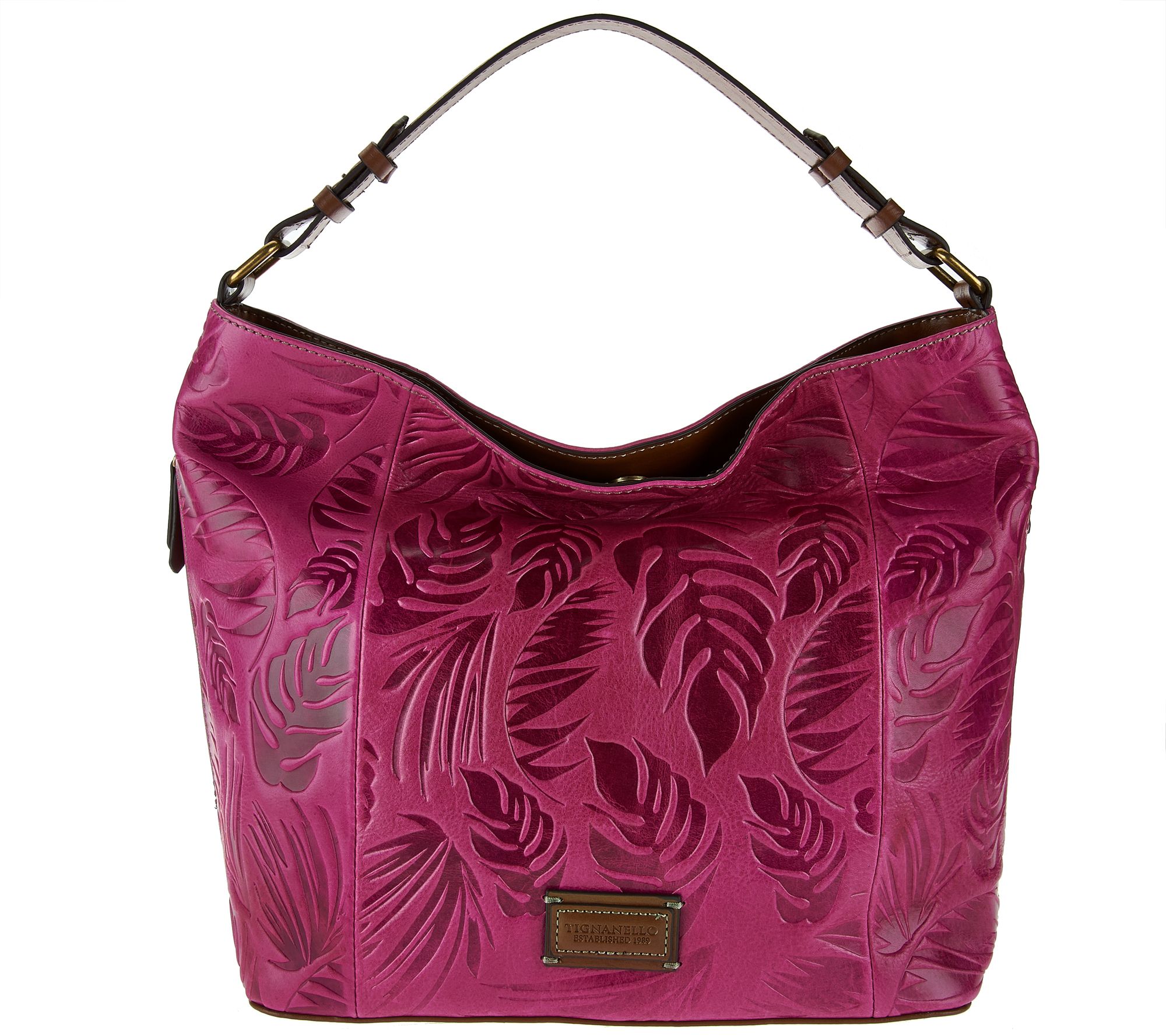 Tignanello Palm Embossed Vintage Leather RFID Hobo Bag Page 1 —