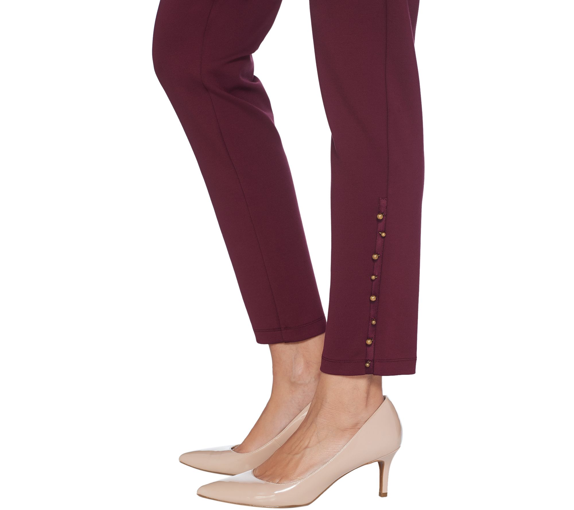 "As Is" Susan Graver Petite Ponte Knit Slim Leg Ankle Pants