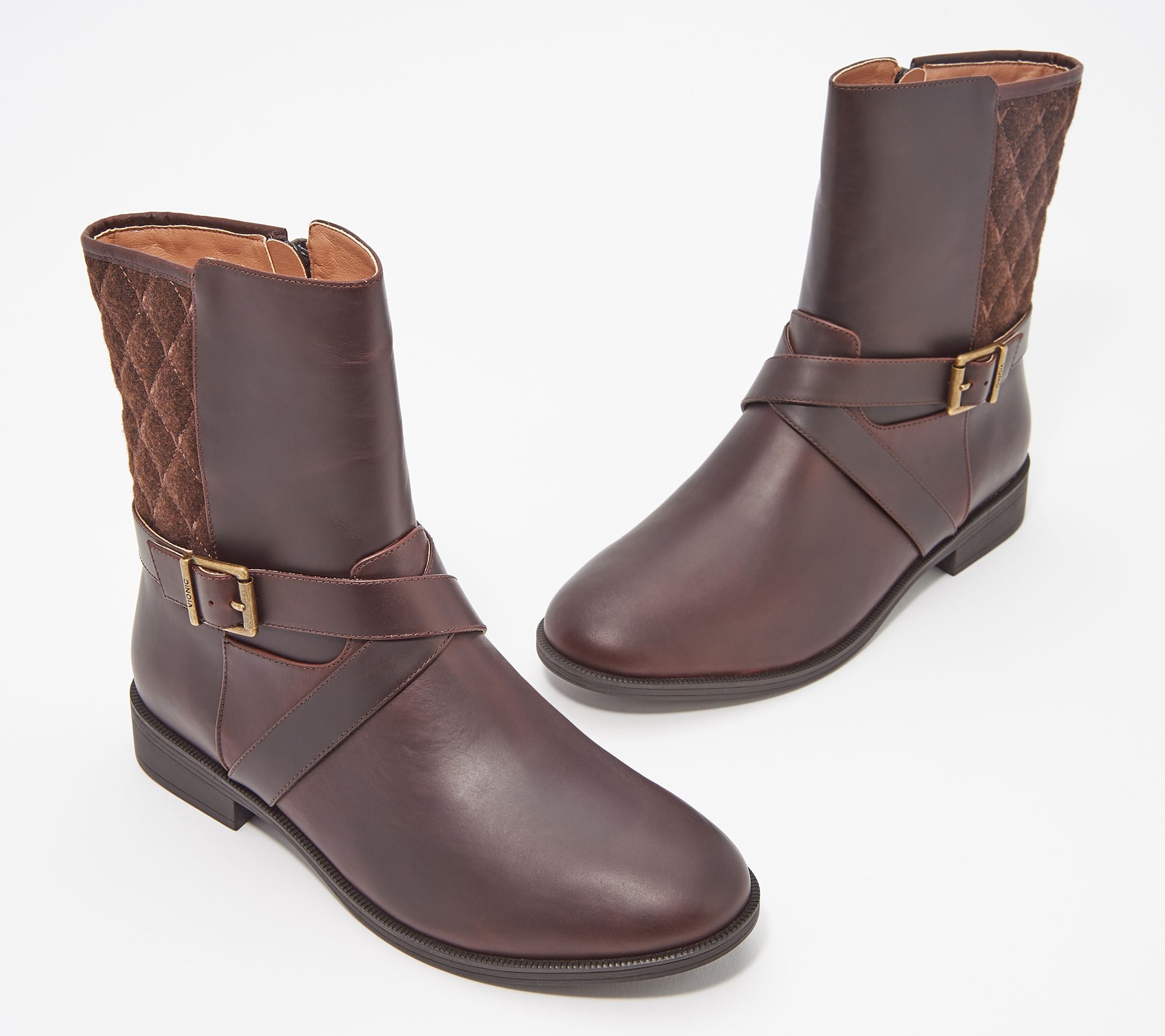 Vionic Quilted Leather Mid Boots Thea