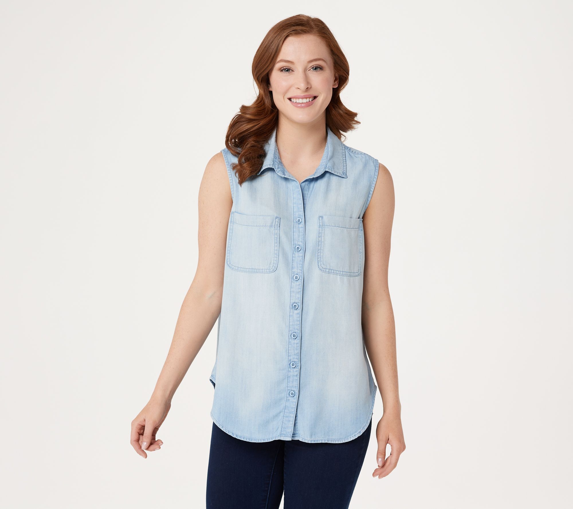 Side Stitch Tencera Sleeveless Button Front Tunic