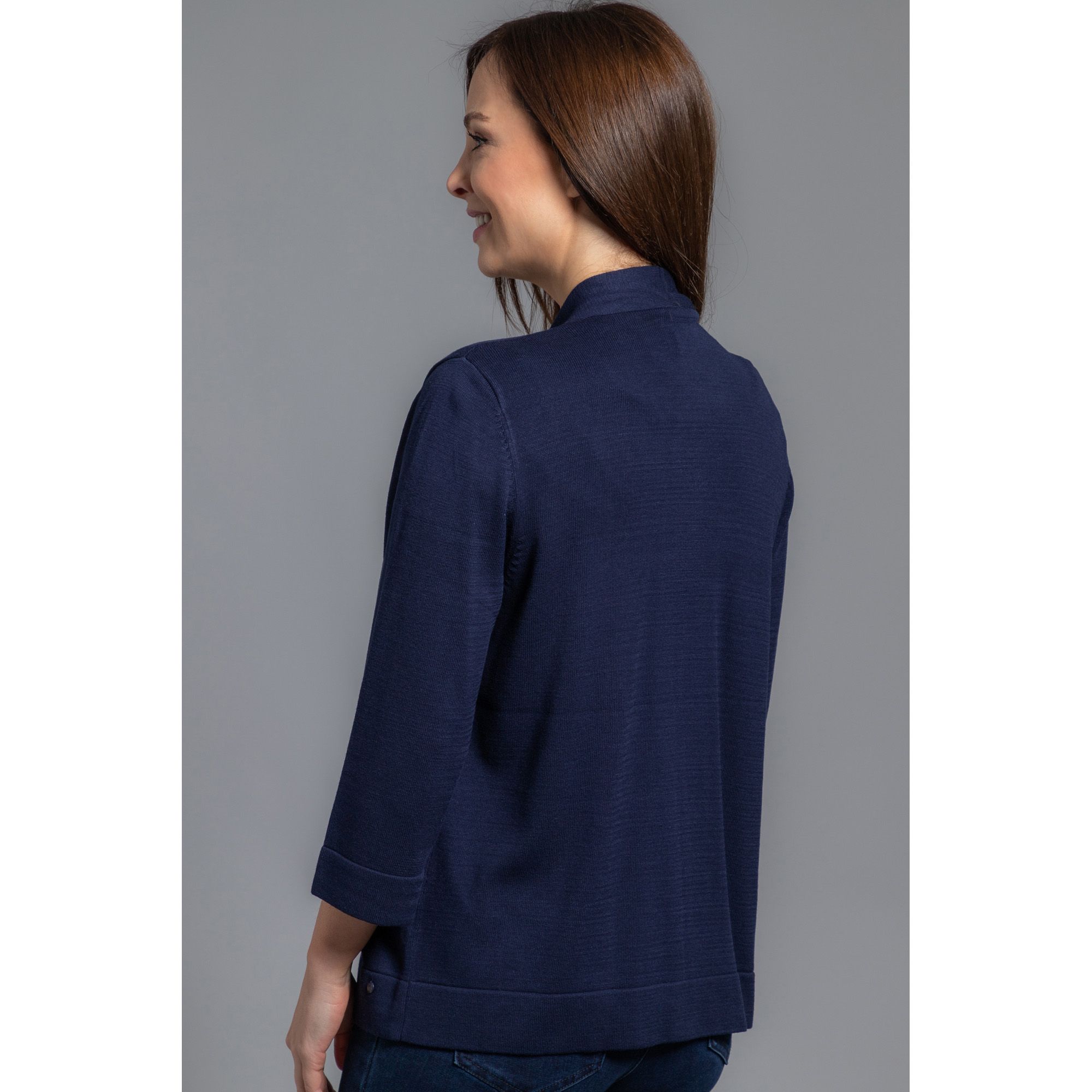 OLSEN Strickjacke 3/4Arm offene Front Eingrifftaschen QVC.de