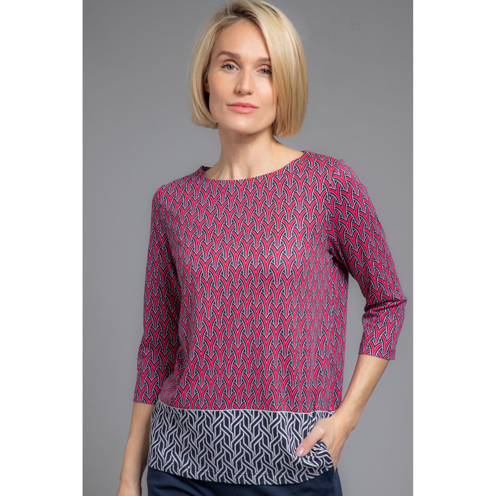 OLSEN Shirt 3/4Arm UBoot Ausschnitt AlloverDruck QVC.de