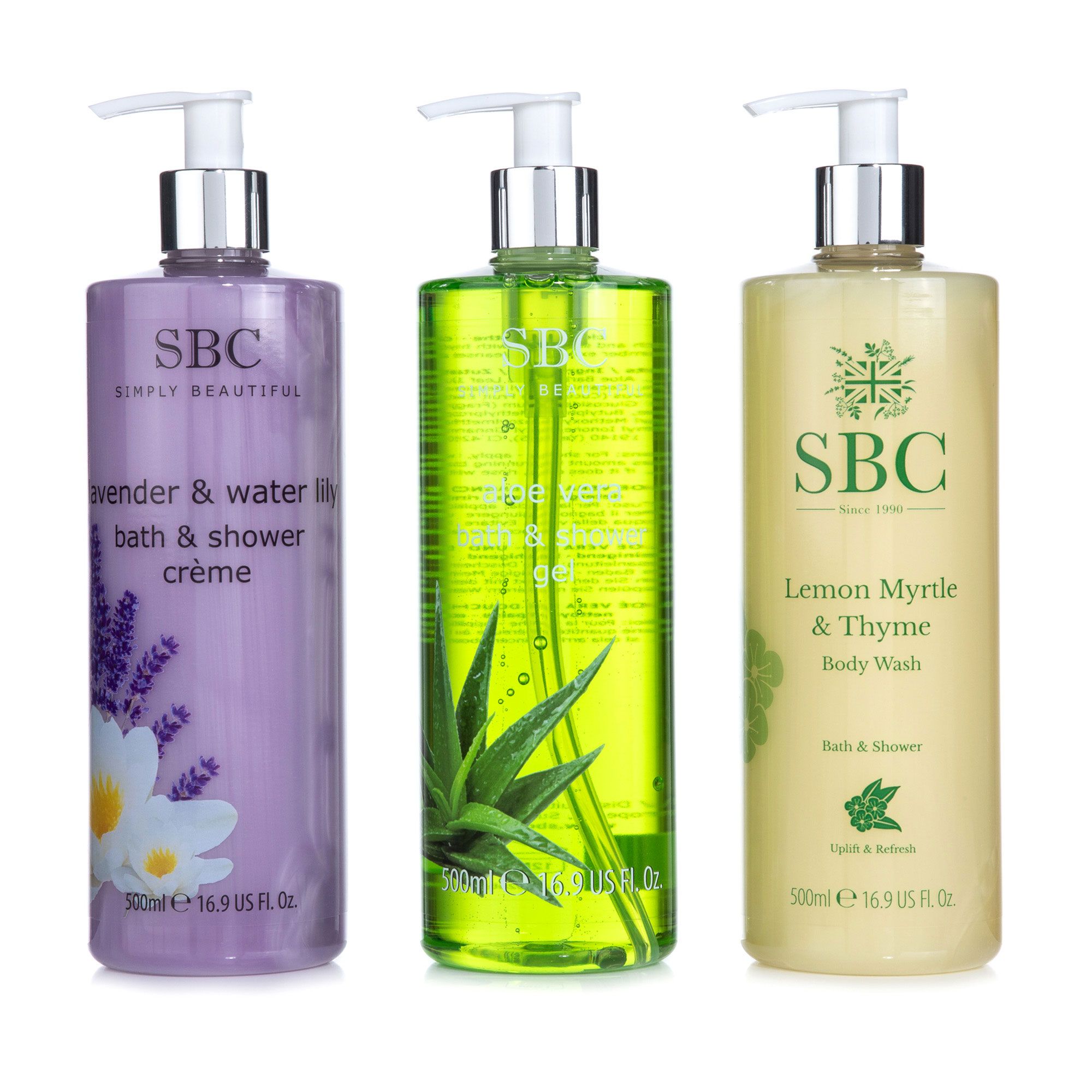 SBC DuschgelSet Aloe Vera, Zitrus Myrte & Lavendel, 3x 500ml QVC.de