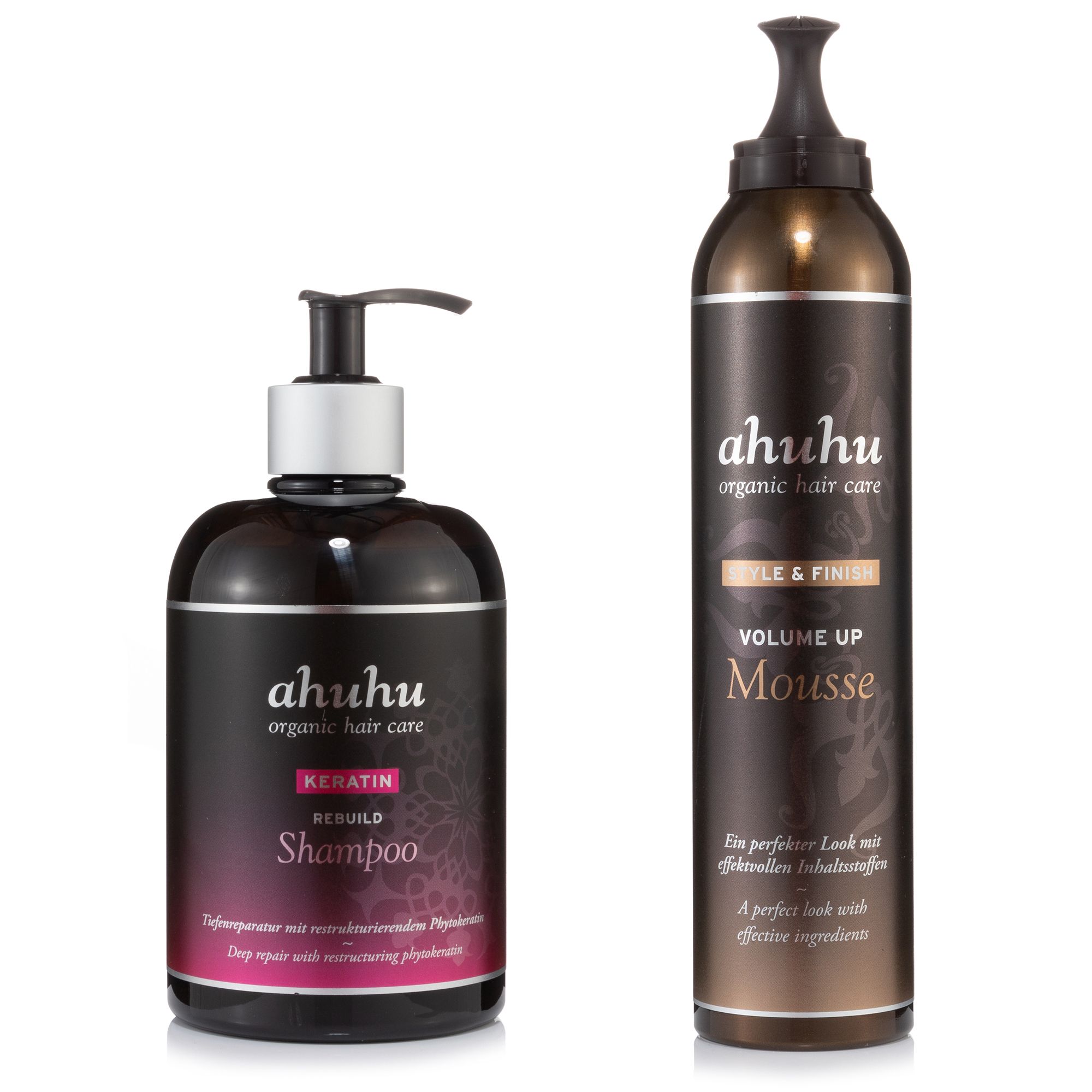 ahuhu organic hair care Keratin Rebuild Shampoo 500ml Volumen Mousse