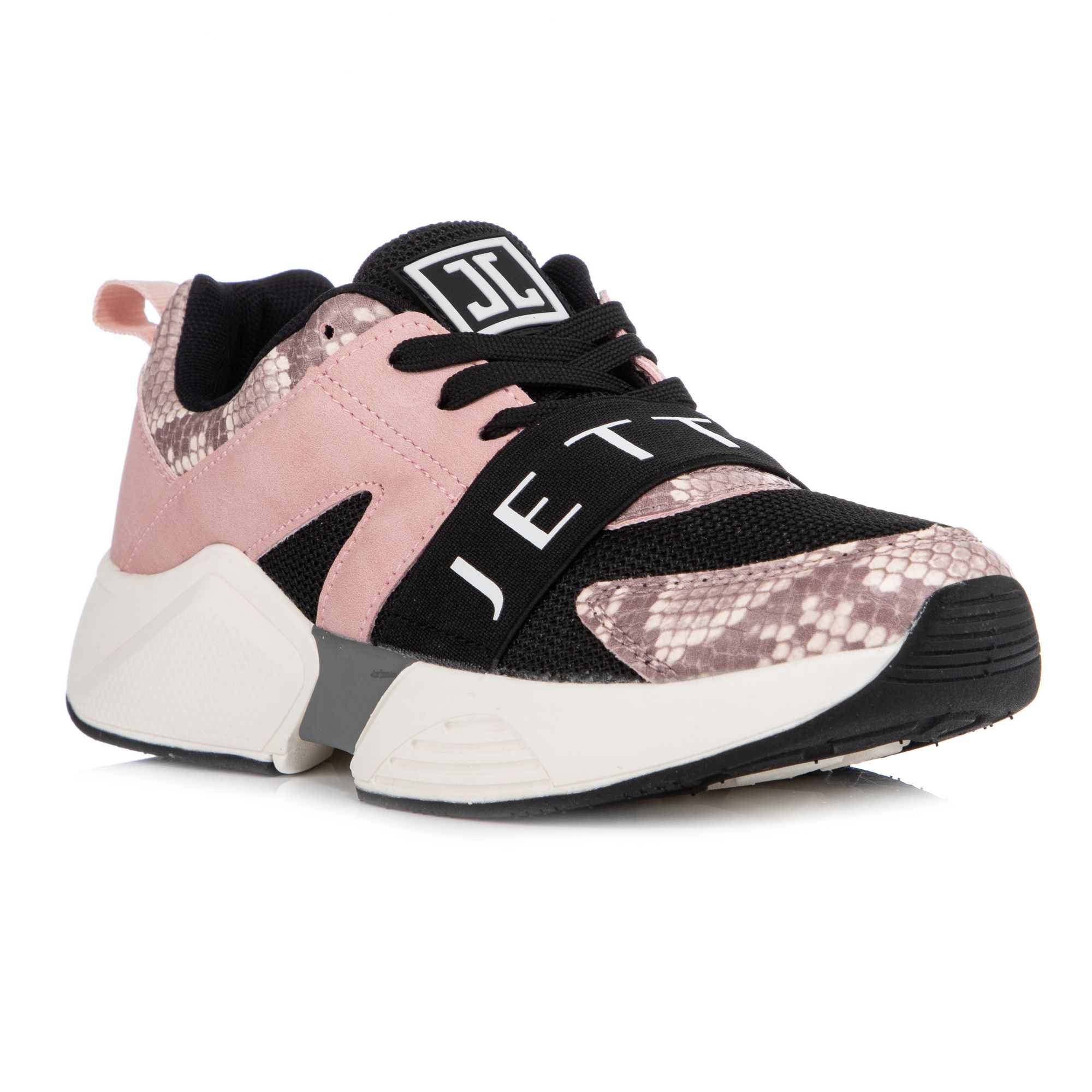 JETTE DamenSneaker Lederimitat MeshEinsätze Elastikband mit Logo QVC.de