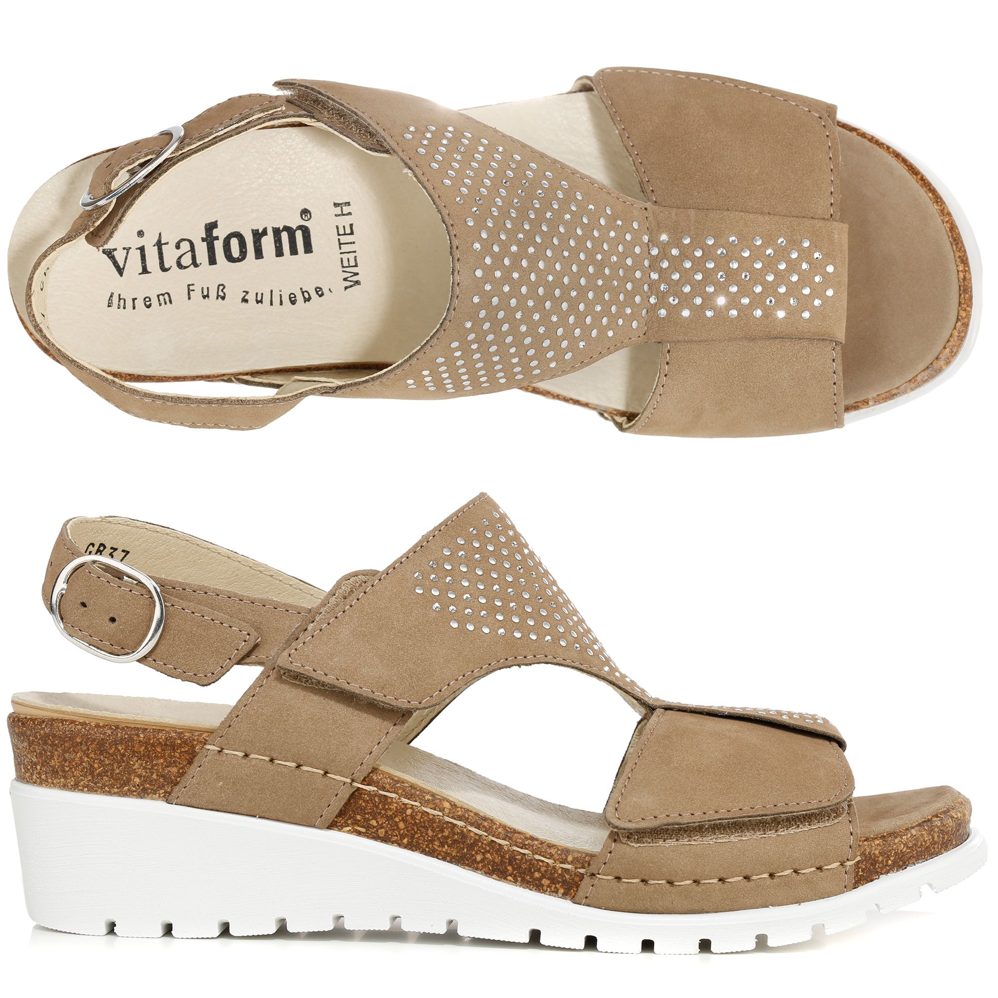 VITAFORM Sandalette Nubukleder NietenDetails Absatz ca.3,5cm QVC.de