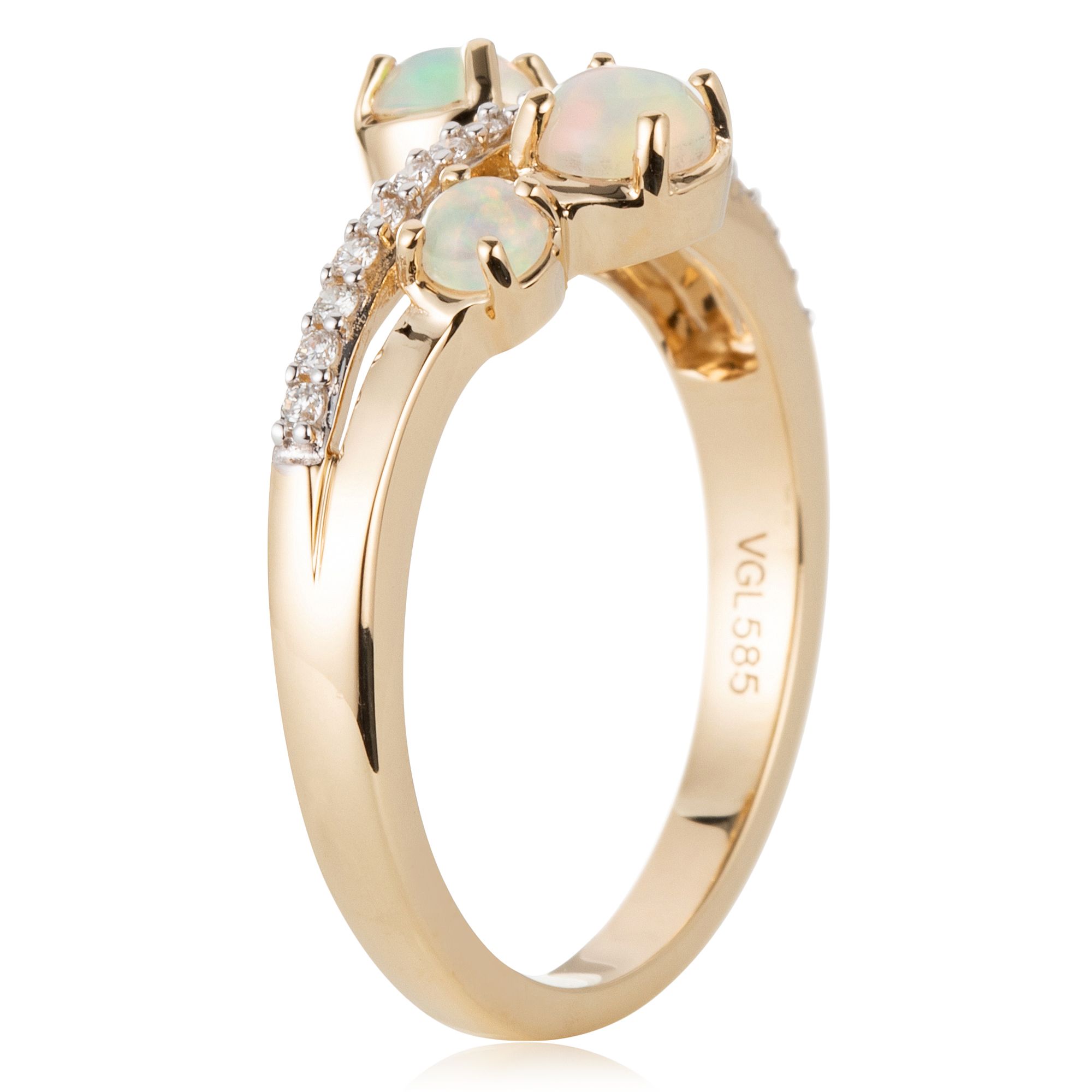 Afrikanischer Opal Ring ca. 0,46ct 18 Brillanten 0,16ct Gold 585 QVC.de