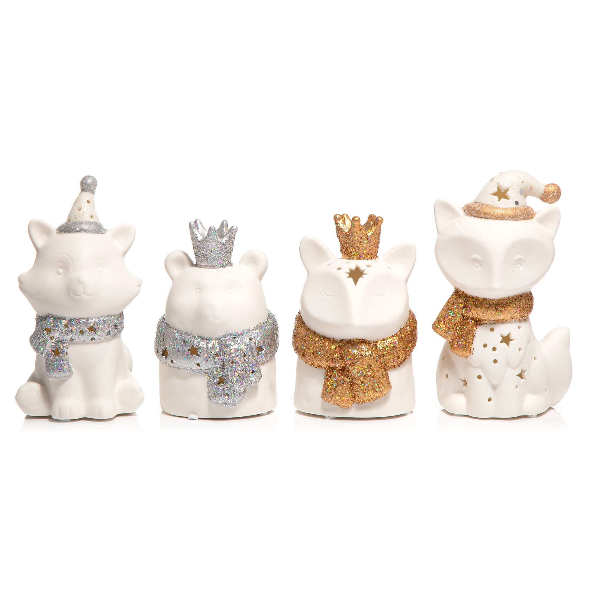 LUMIDA Ceramica Porzellanfiguren Tiere Brenndauer 300h 4erSet QVC.de