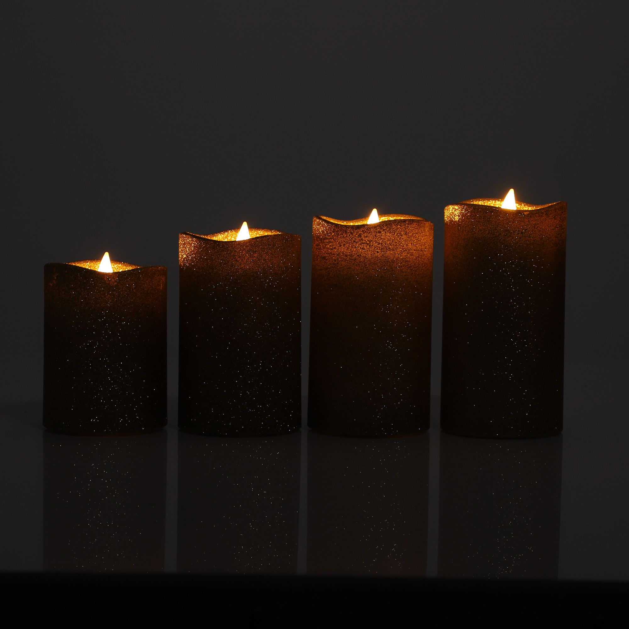 ELAMBIA 8 LEDKerzen GlitzerFinish Flamme Luma 5hTimerfunktion QVC.de