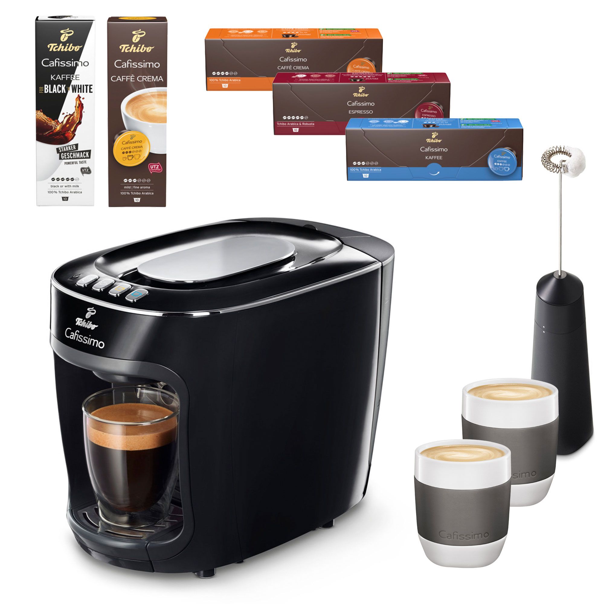 TCHIBO Cafissimo MiniKapselmaschine inkl. 50 Kapseln, 2erKaffeebecher