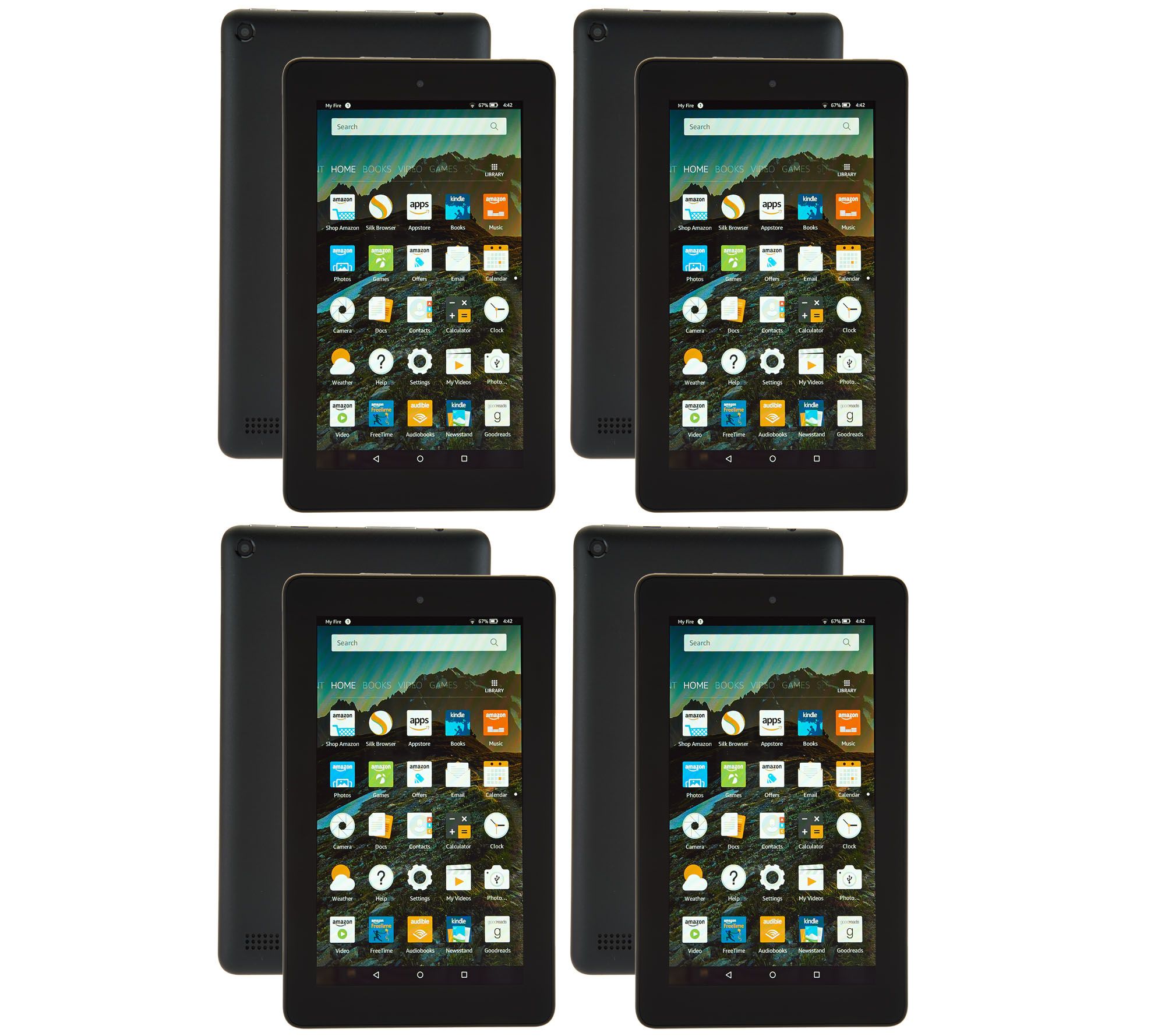 Amazon Fire 4Pack of 7" Tablets with 4 Cases & 4 App Bundles —