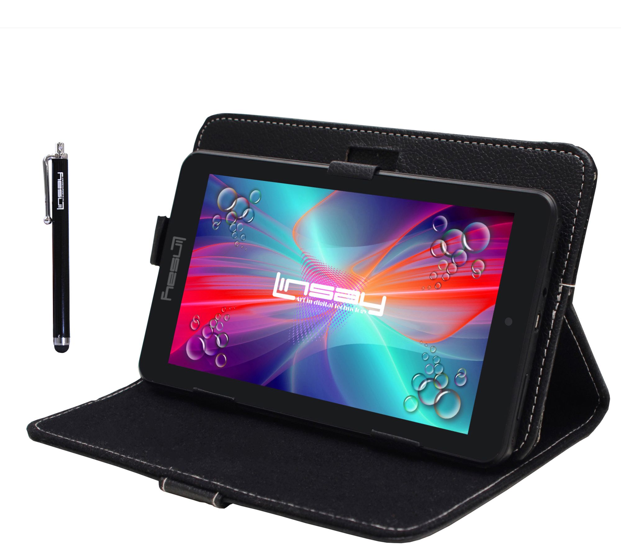 LINSAY 7" HD Quad Core Android Tablet with Caseand Pen
