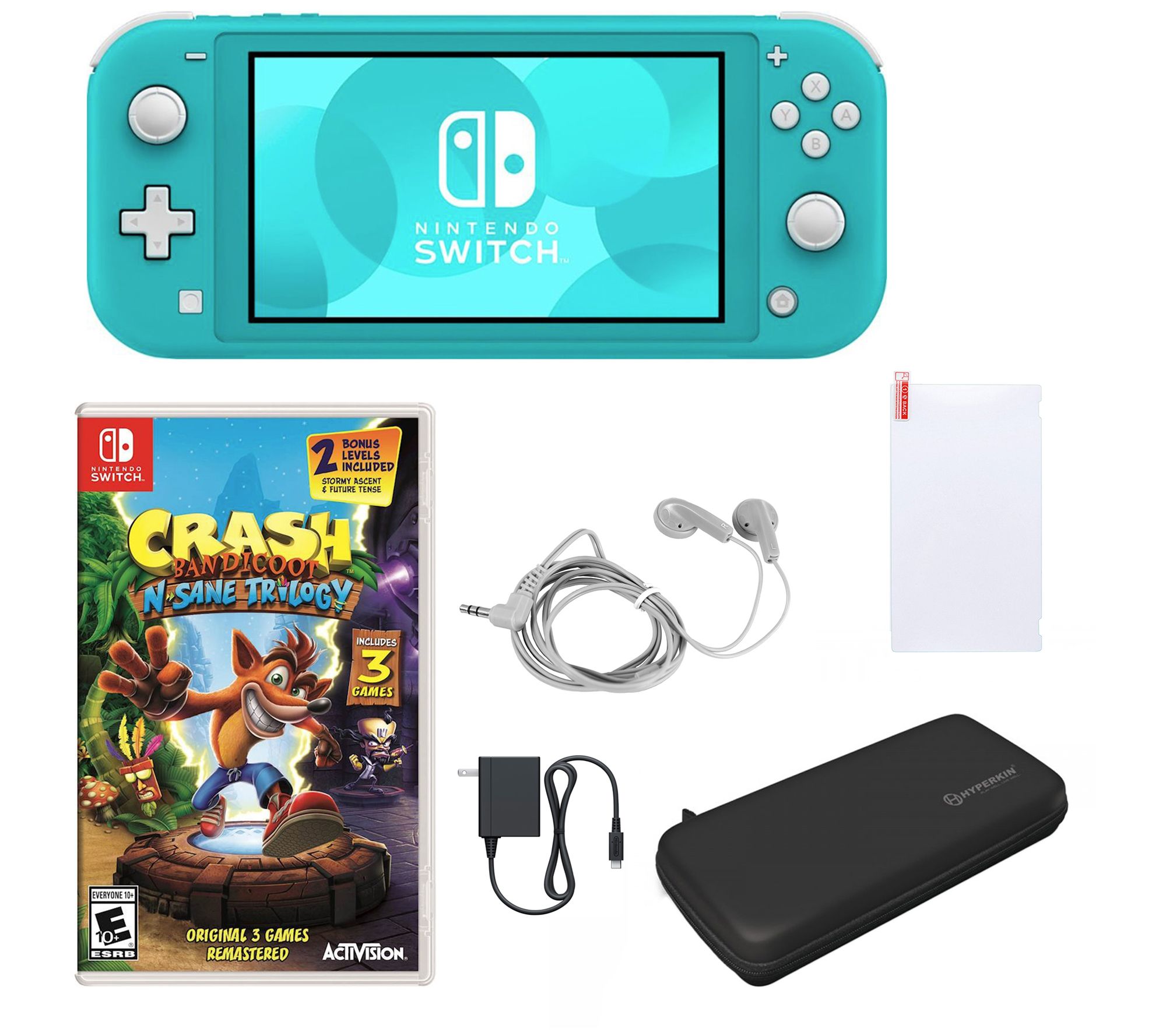 Nintendo Switch Lite with Crash Bandicoot and Accessories