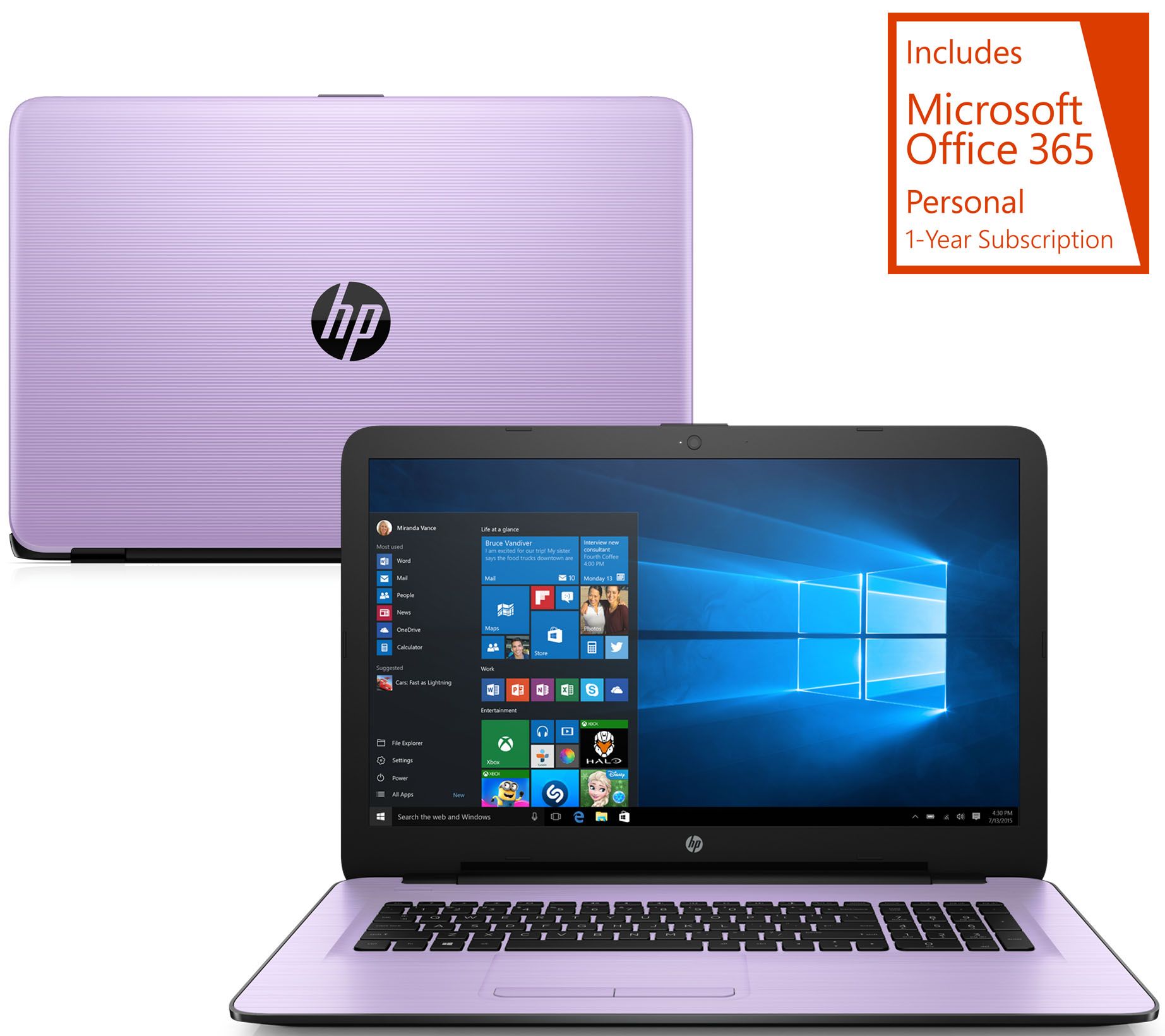 HP 17 Laptop in Fashion Colors AMD A12, 12GB, 2TB HD, Support & MS