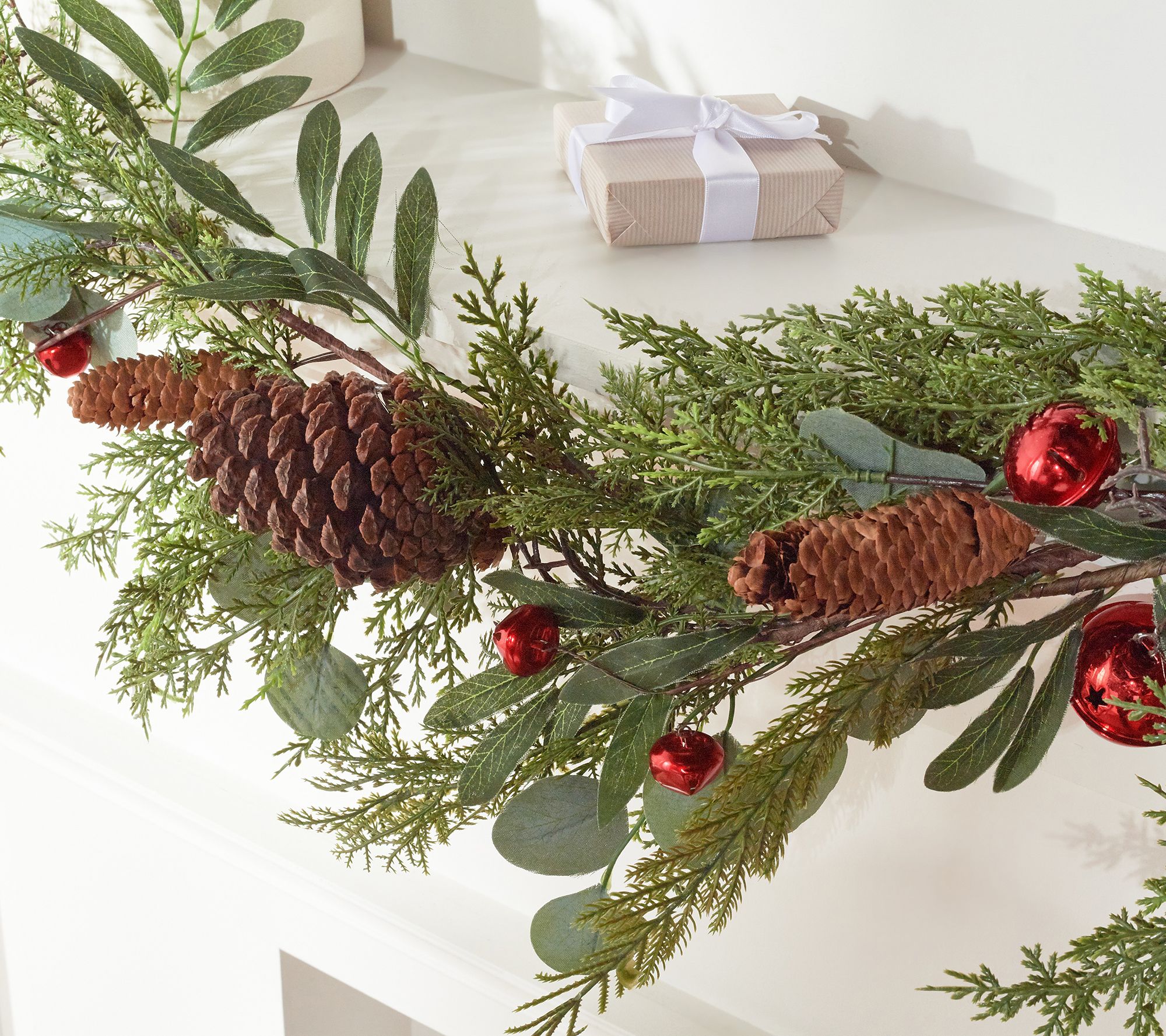 4' Cedar Garland with Jingle Bells and Pinecones by Valerie