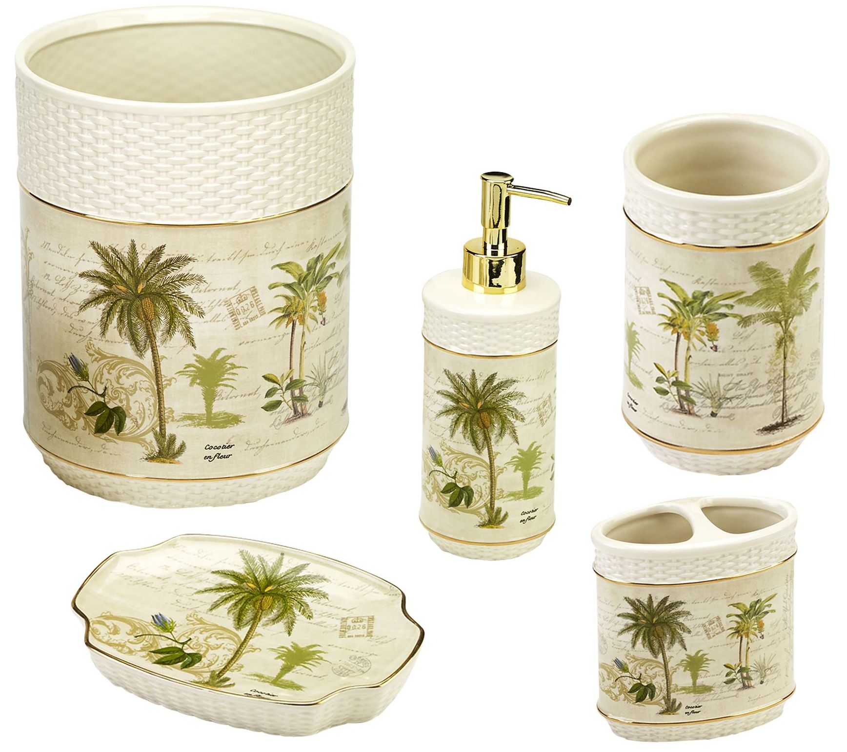 Avanti Linens Colony Palm 5Piece Bath Accessory Set