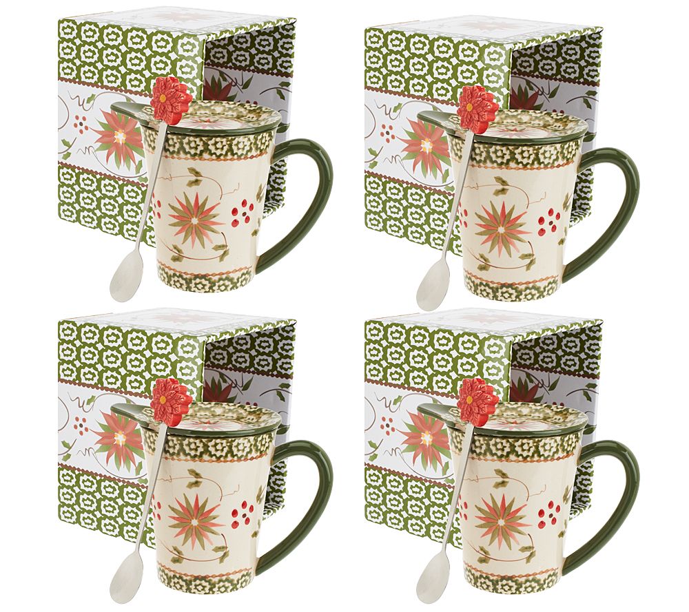 Temptations Old World Set of 4 Mugs with Figural Spoon Page 1 —