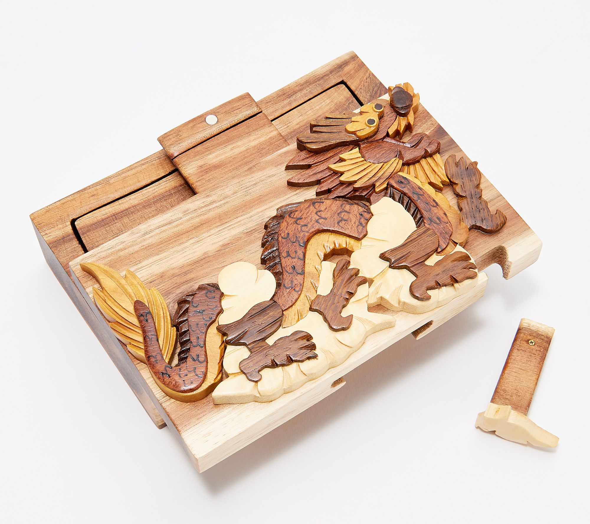 Handcrafted Hardwood Storage Puzzle Box w/ Closure