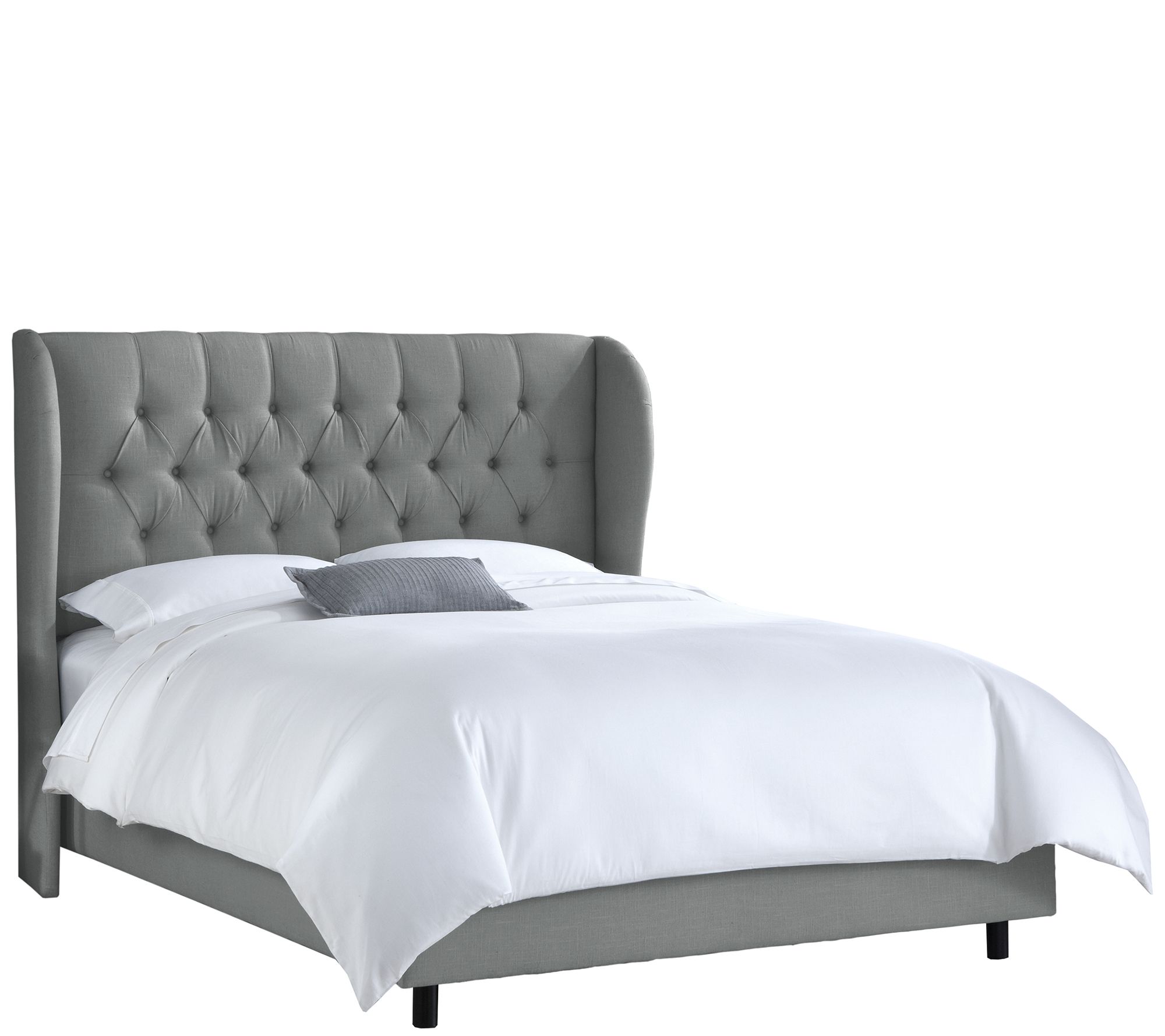 Skyline Furniture Linen Tufted Wingback King Bed —