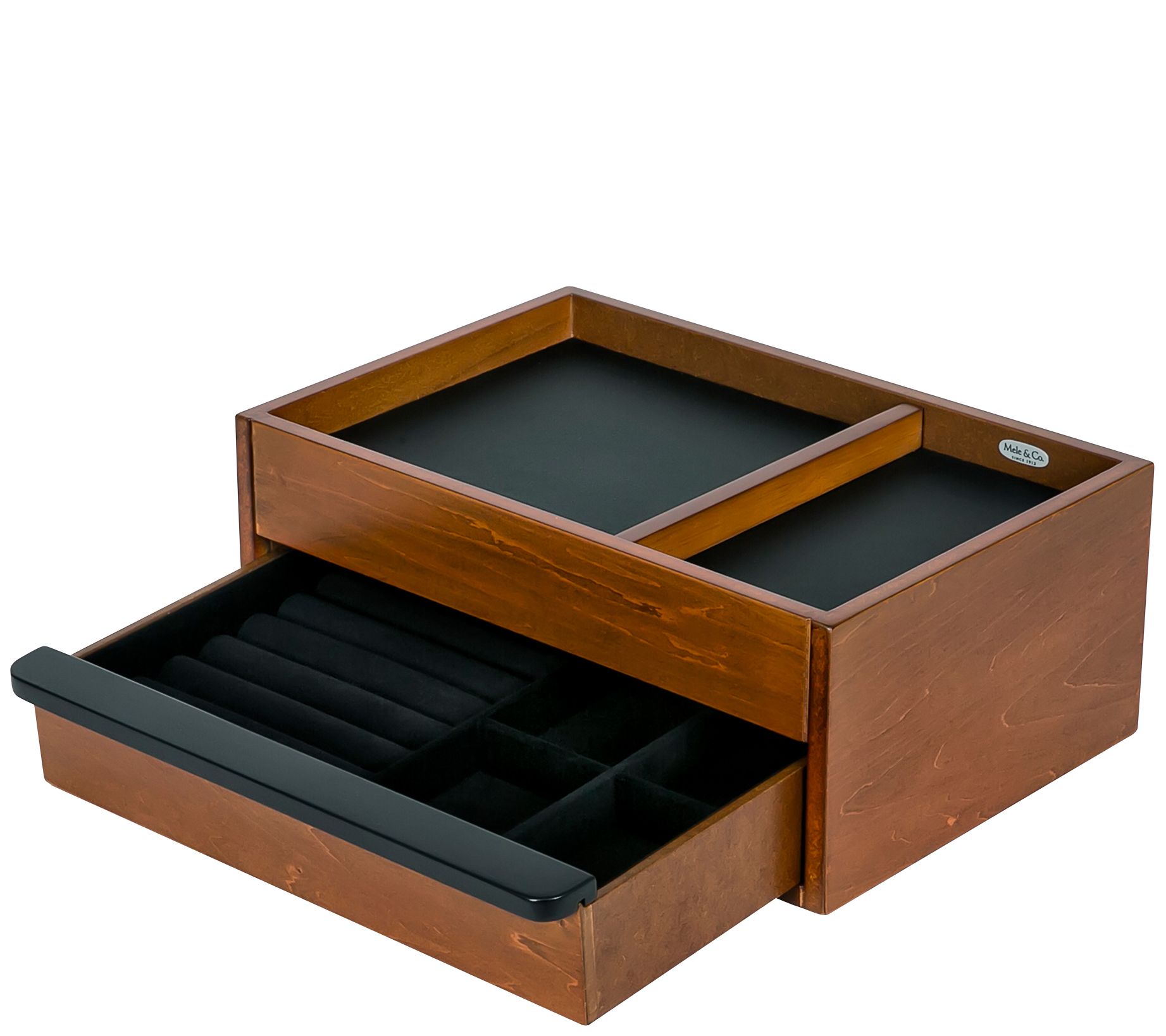 Mele & Co. Darien Men's Dresser Top Valet in Walnut Finish