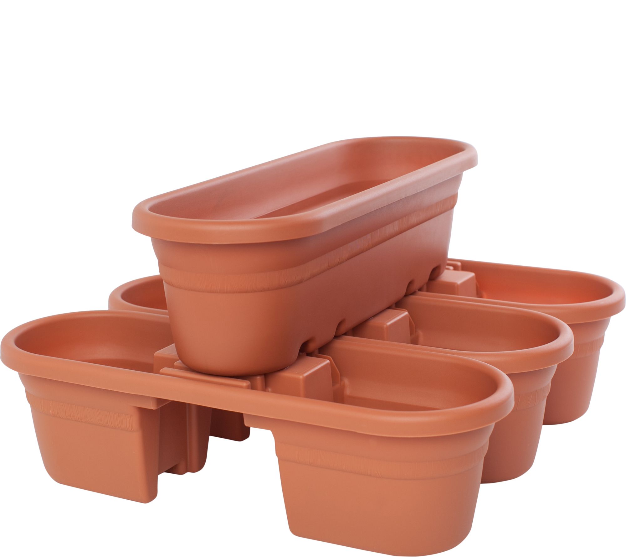 Bloem Milano 4Piece Rail & Modular Planters, 21" TerraCotta —