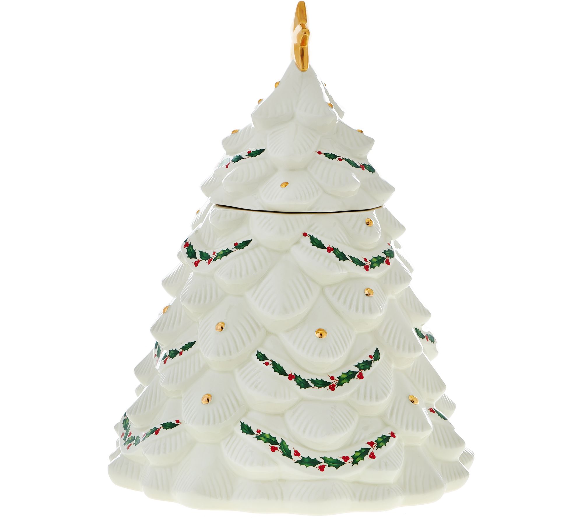 Lenox Holiday Tree Cookie Jar with 24kt Gold Accents