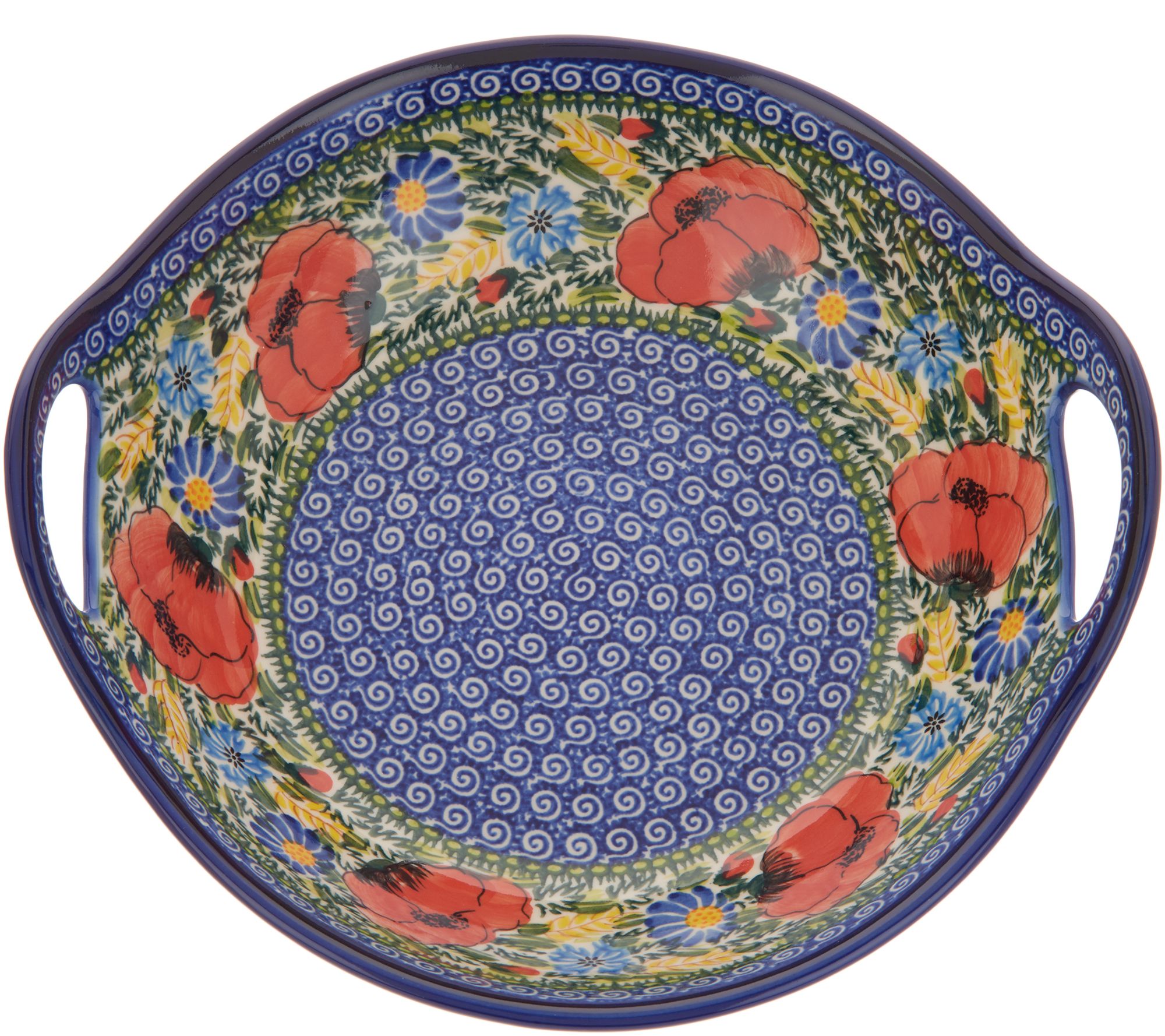 Lidia's Polish Pottery HandPainted 10" Pasta Bowl with Handles