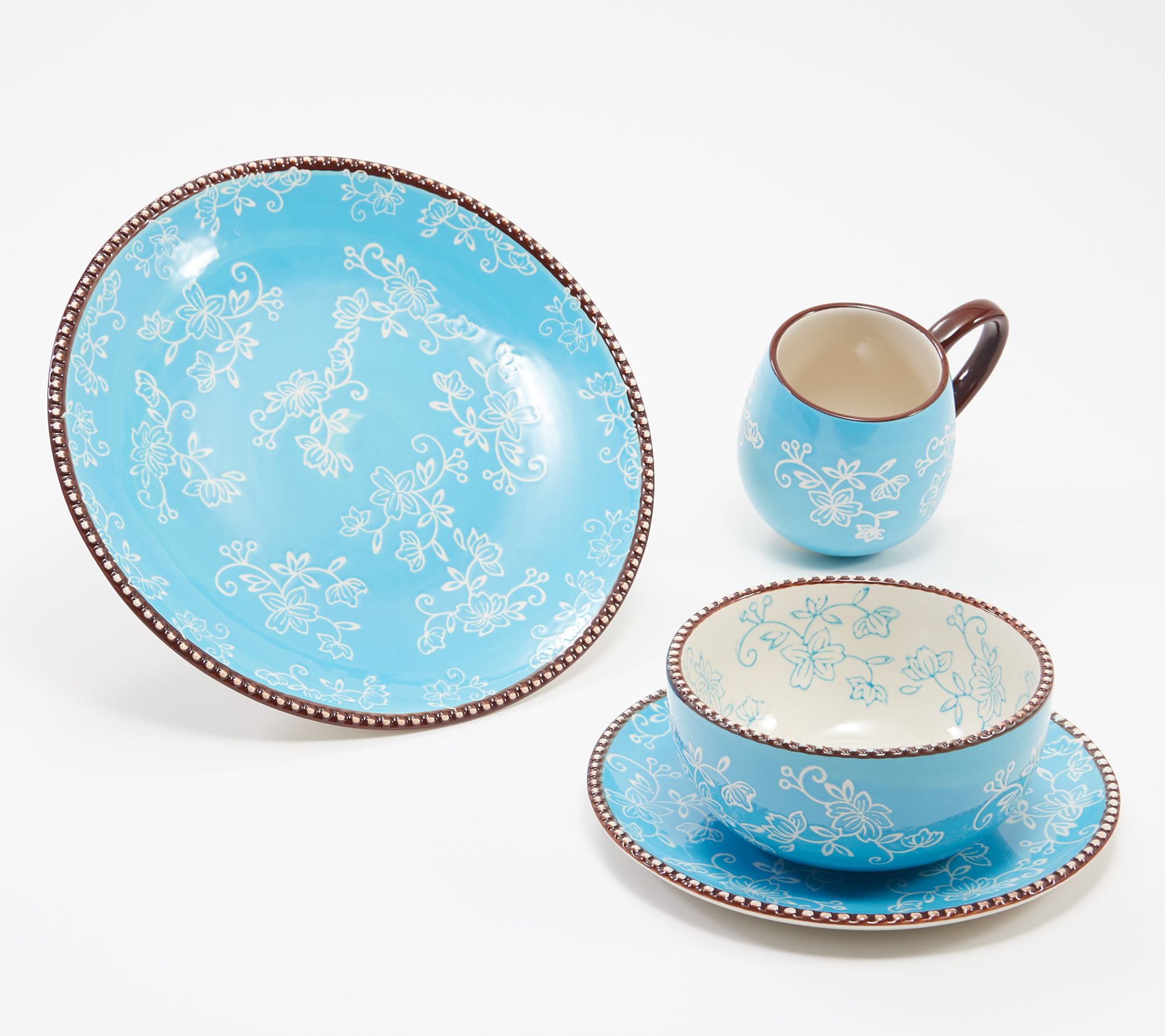 Temptations Floral Lace 16Piece Essential Dinnerware Set