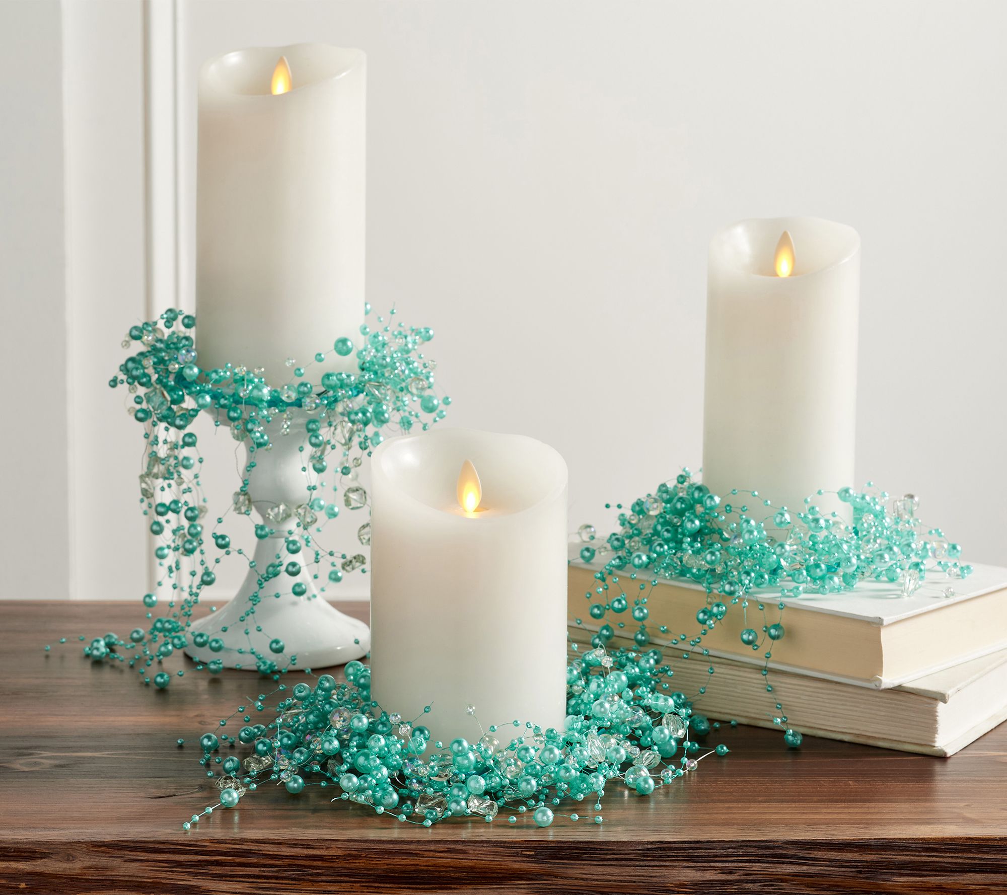 Set of 3 Cascading Pearl Candle Rings by Valerie Page 1 —