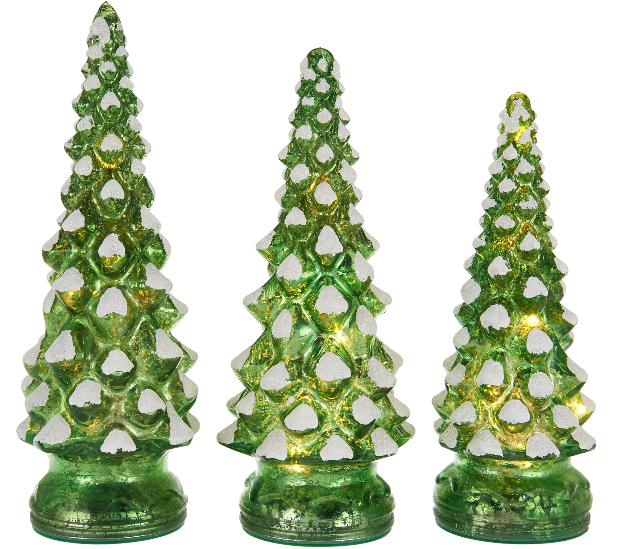 "As Is" Set of 3 Lit Twinkling Mercury Glass Trees by Valerie Page 1