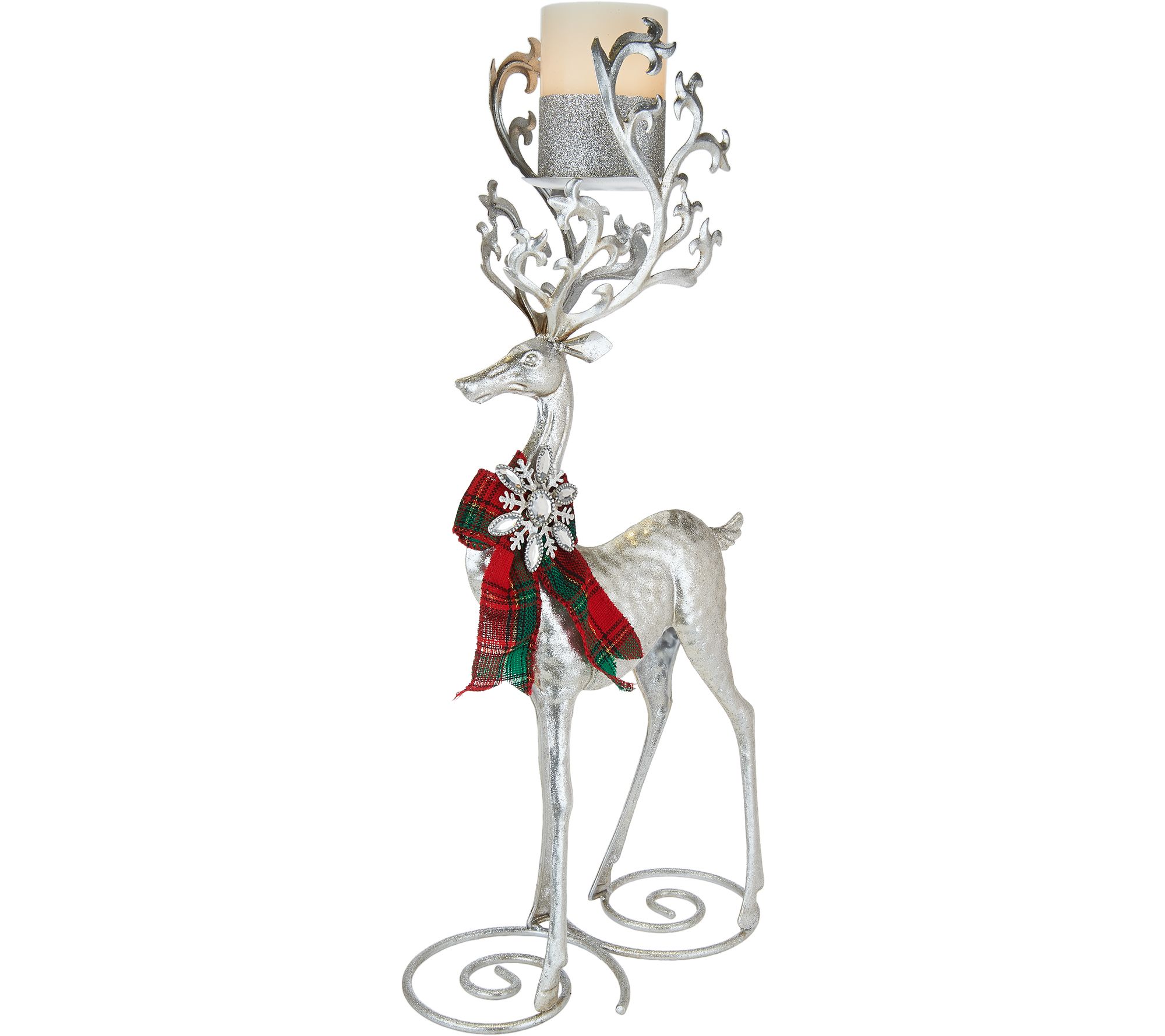 Kringle Express Standing Metal Reindeer with Flameless Candle —