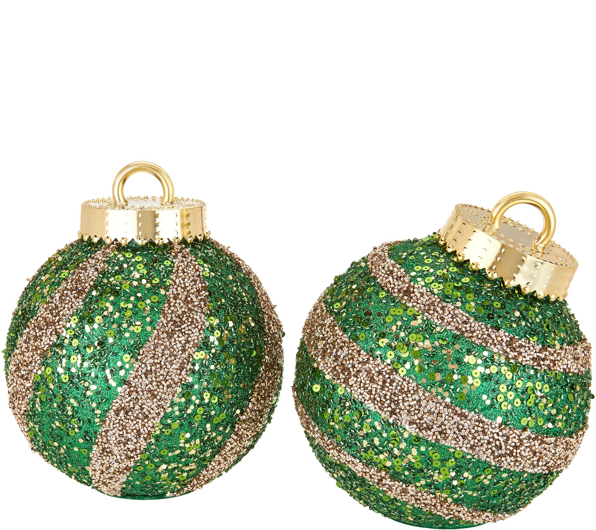 Kringle Express Indoor/Outdoor S/2 8" Striped Sequined Ornaments Page