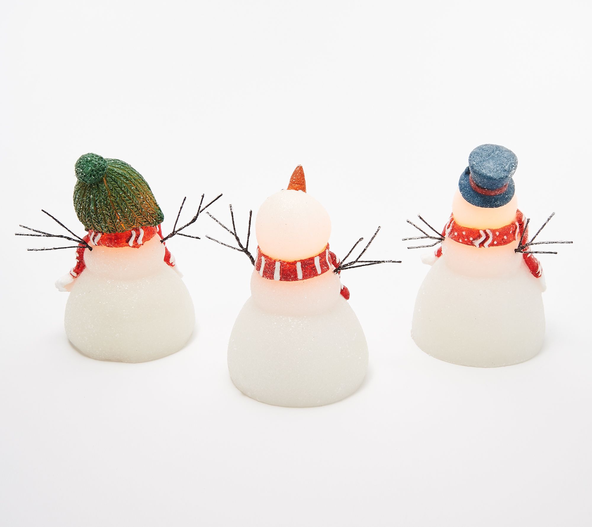Candle Impressions Set of 3 Flameless Happy Snowmen Candles