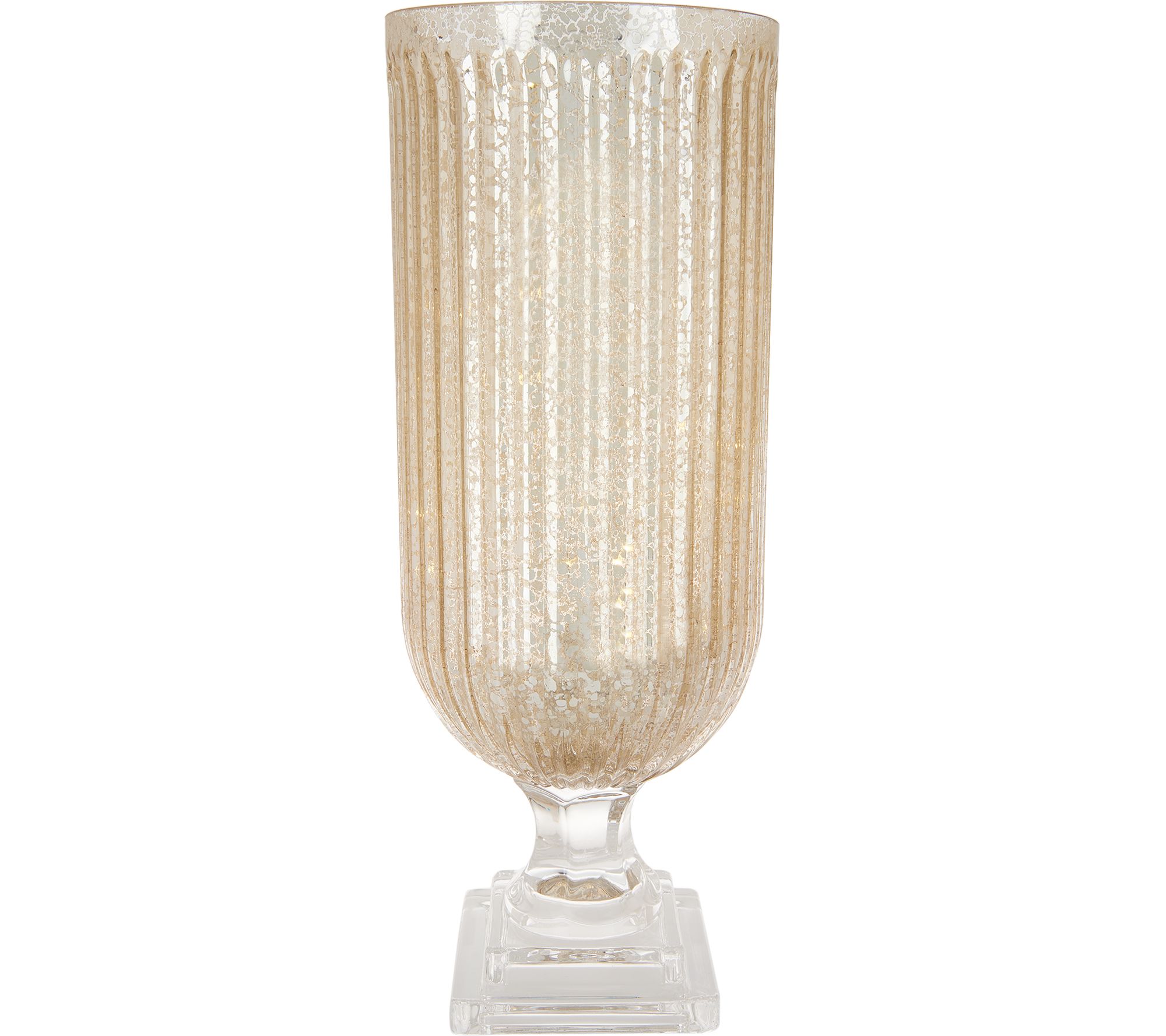 "As Is" Illuminated Ribbed Mercury Glass Hurricane by Valerie