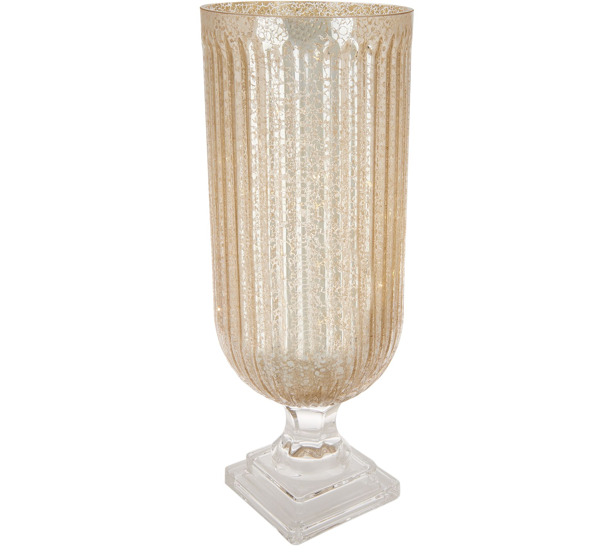 "As Is" Illuminated Ribbed Mercury Glass Hurricane by Valerie