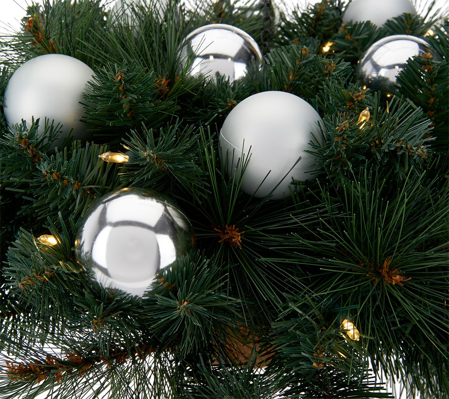 Bethlehem Lights Mixed Greenery With Ornaments Hanging Basket Page 1