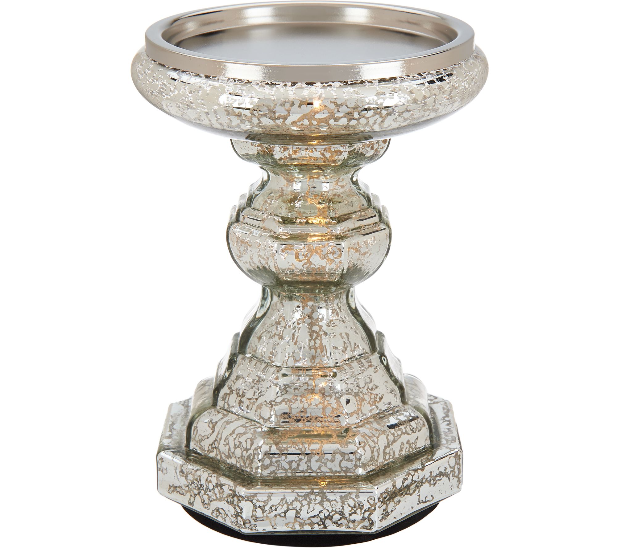 "As Is" Set/3 Illuminated Mercury Glass Candle Holder Pedestals