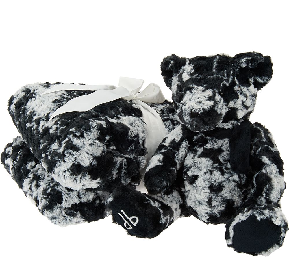 Dennis Basso 55x65 Oversized Signature Faux Fur Throw with Teddy Bear