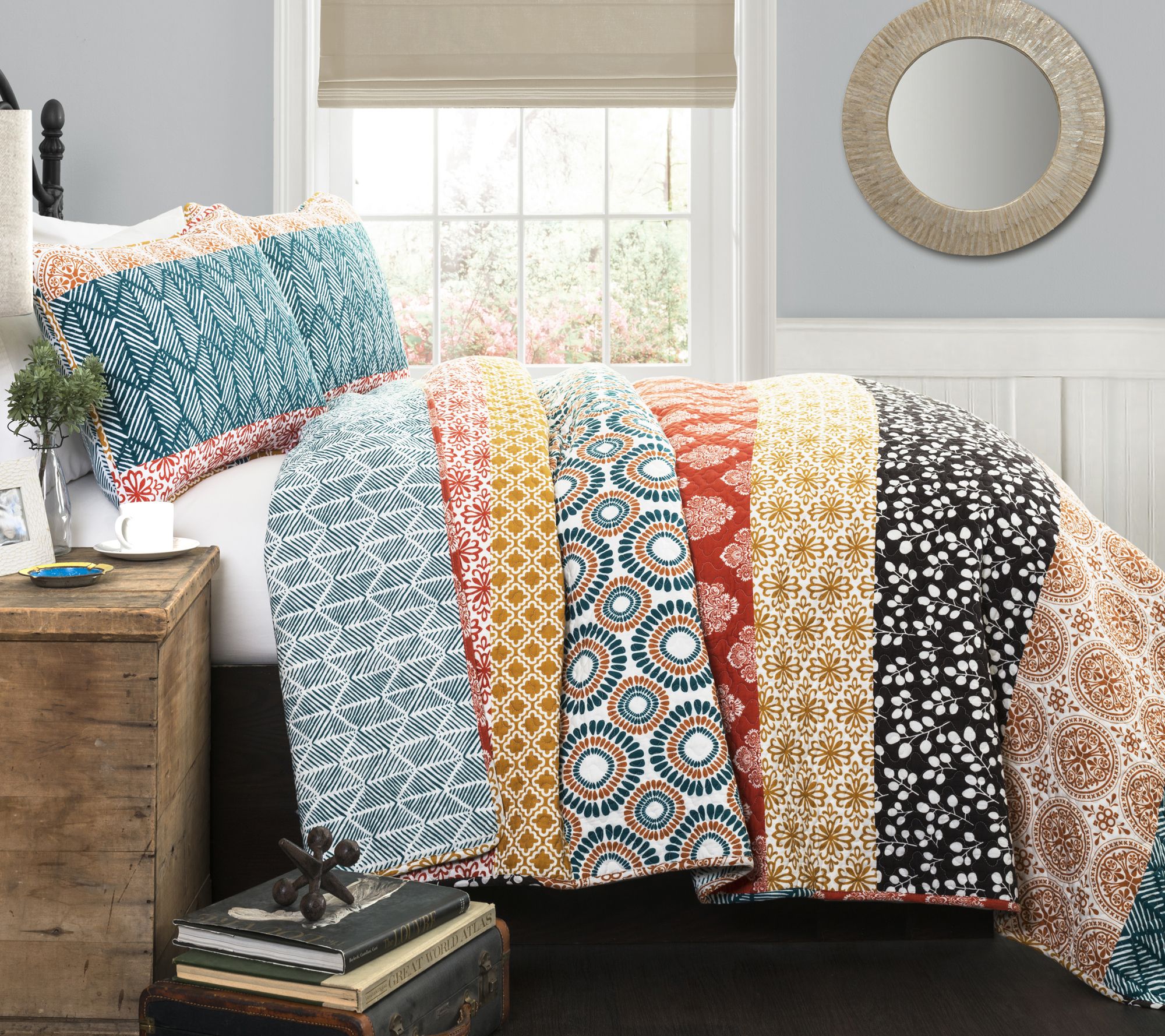 Bohemian Stripe 3Piece Full/Queen Quilt Set byLush Decor —