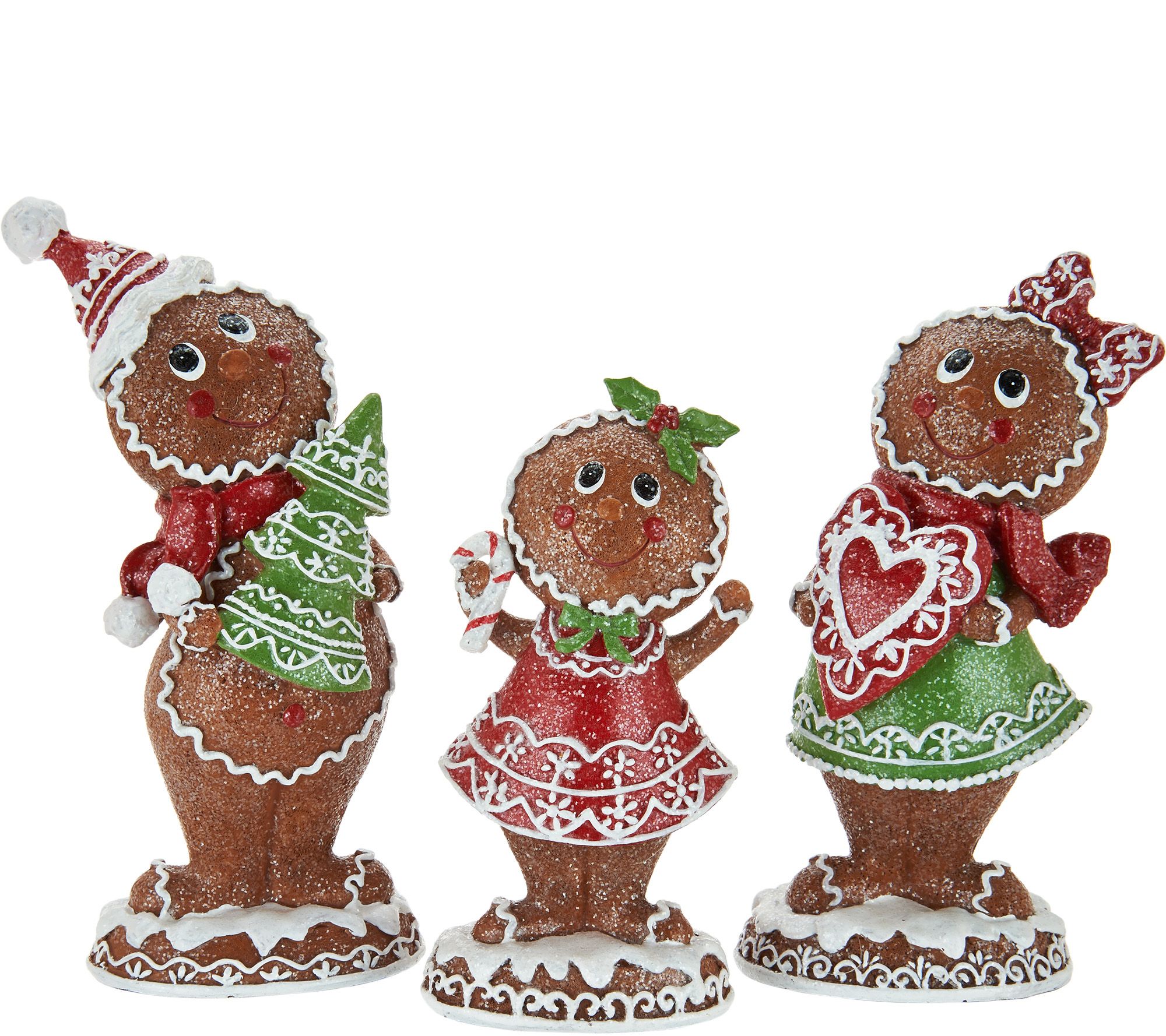3 Piece Gingerbread Family Sugared Figures by Valerie —