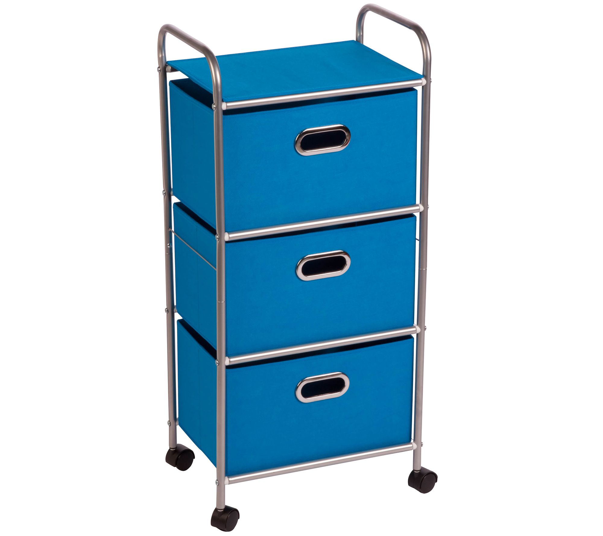 HoneyCanDo ThreeDrawer Fabric Storage Cart Blue —
