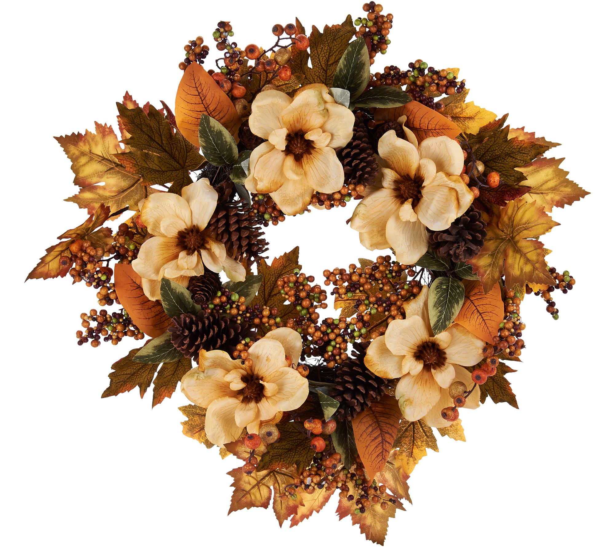 24" Magnolia, Leaf and Berry Wreath by Valerie —