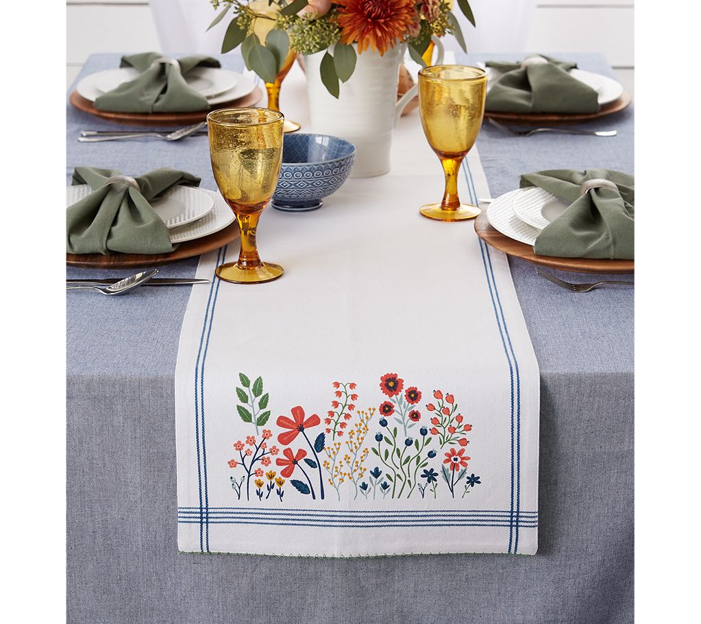 Design Imports Flower Garden Table Runner 14" x72"