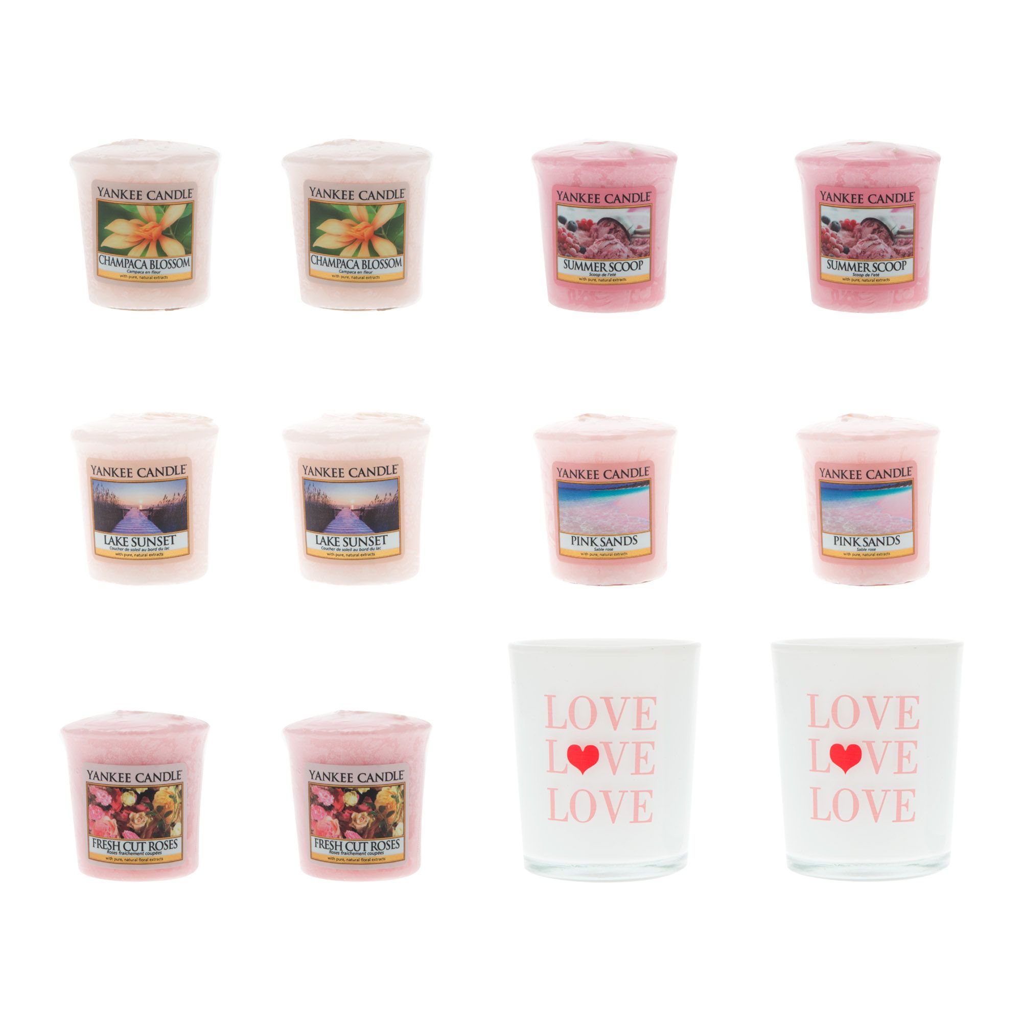 Yankee Candle Lui e Lei, set 10 candele piccole e 2 portacandela QVC