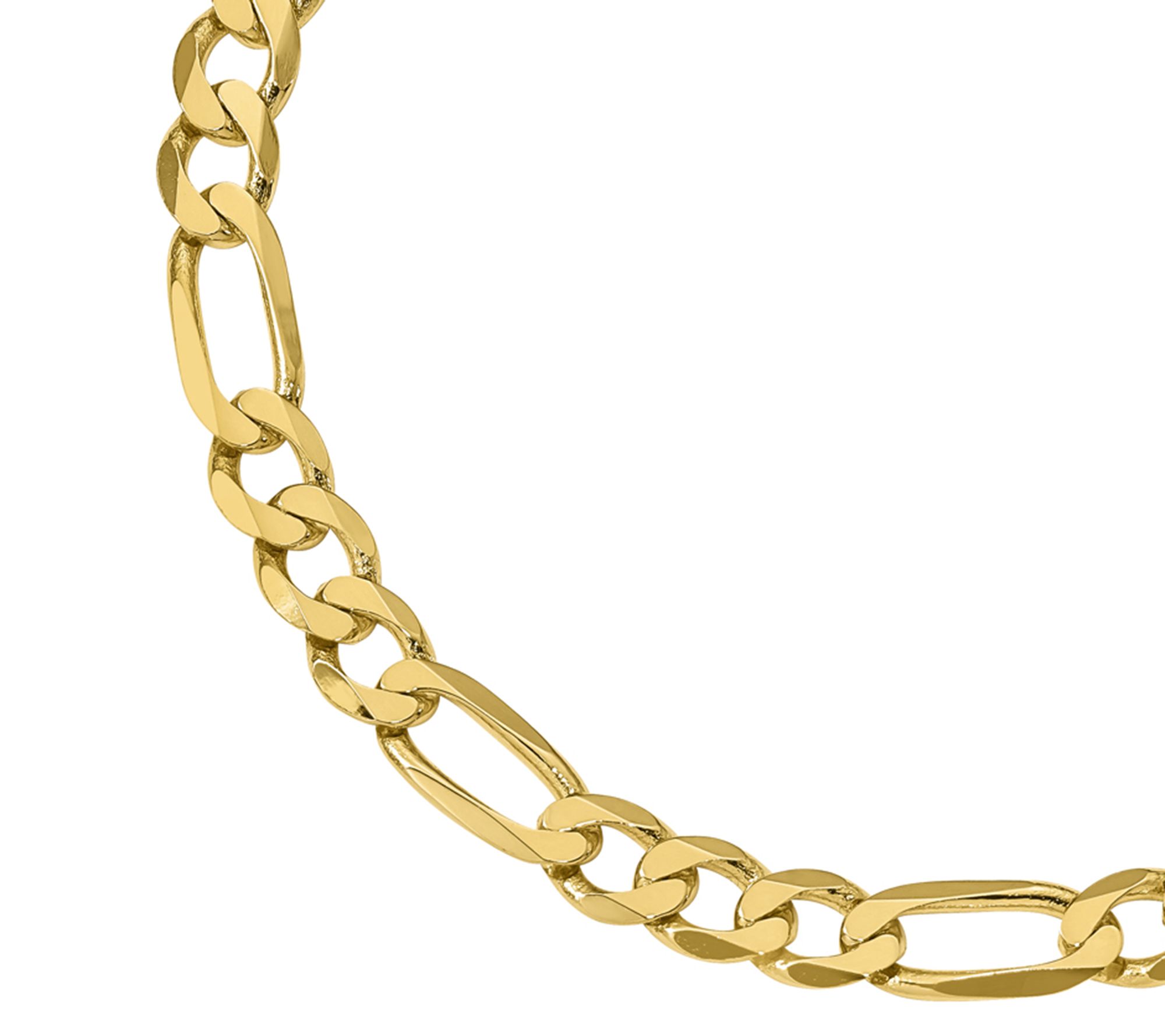 14K Gold Men's 9" Flat Figaro Link Bracelet, 10.6g —