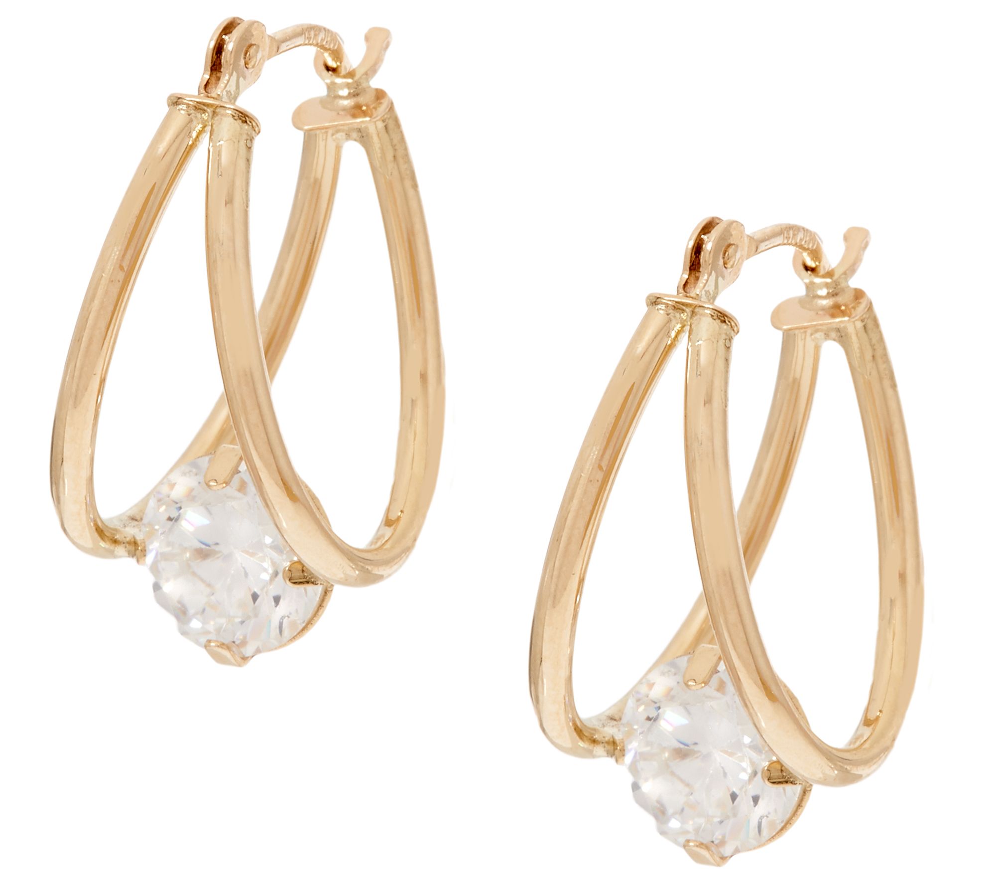 "As Is" Diamonique 2.00 cttw Split Hoop Earrings, 14K Gold Page 1