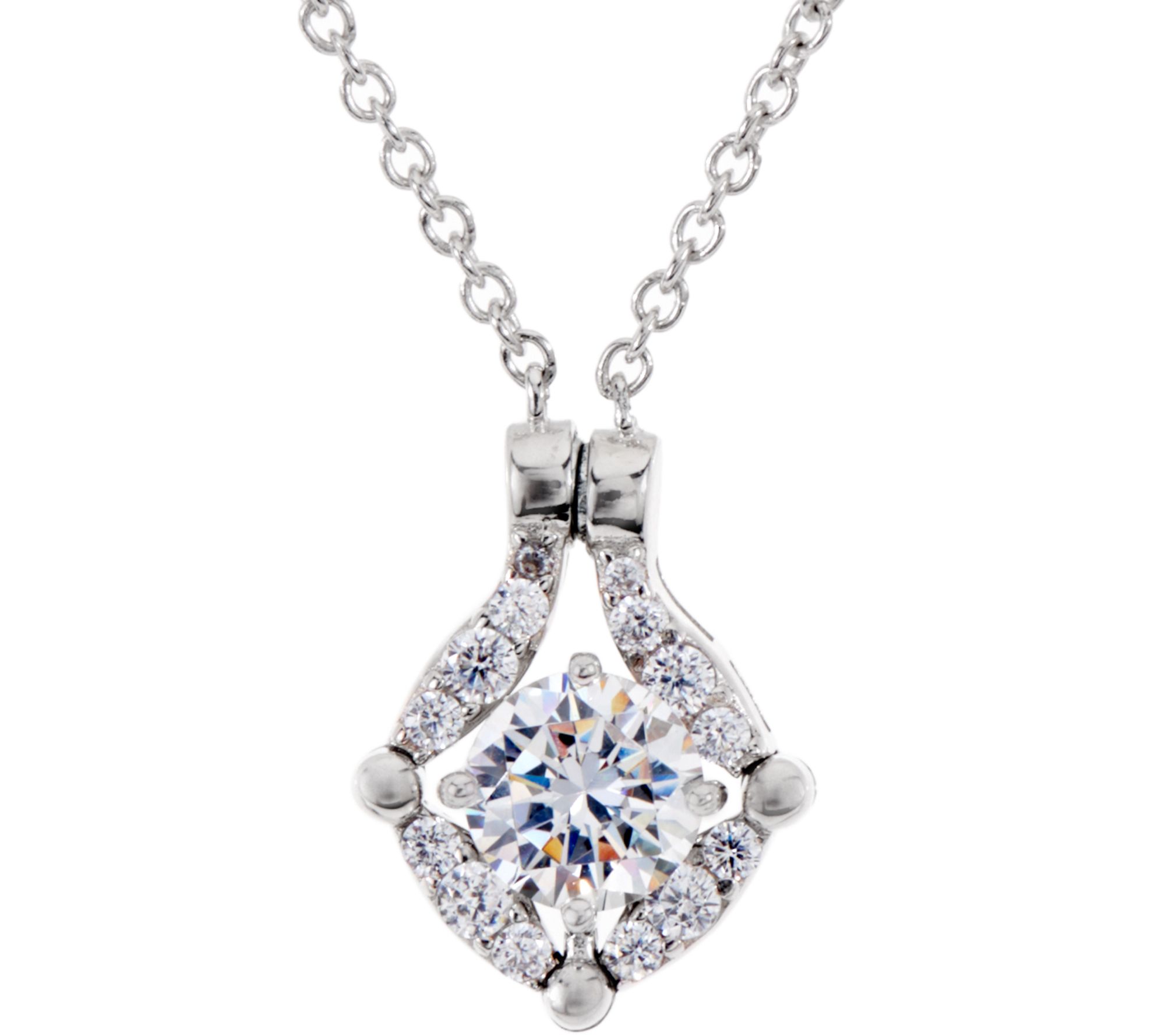 Diamonique Convertible Necklace, Platinum Clad Page 1 —