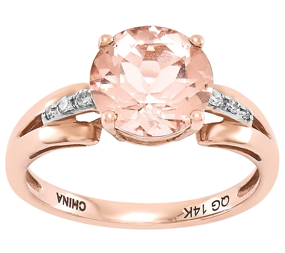Round and Diamond Accent Ring, 14K Rose Gold Page 1 —