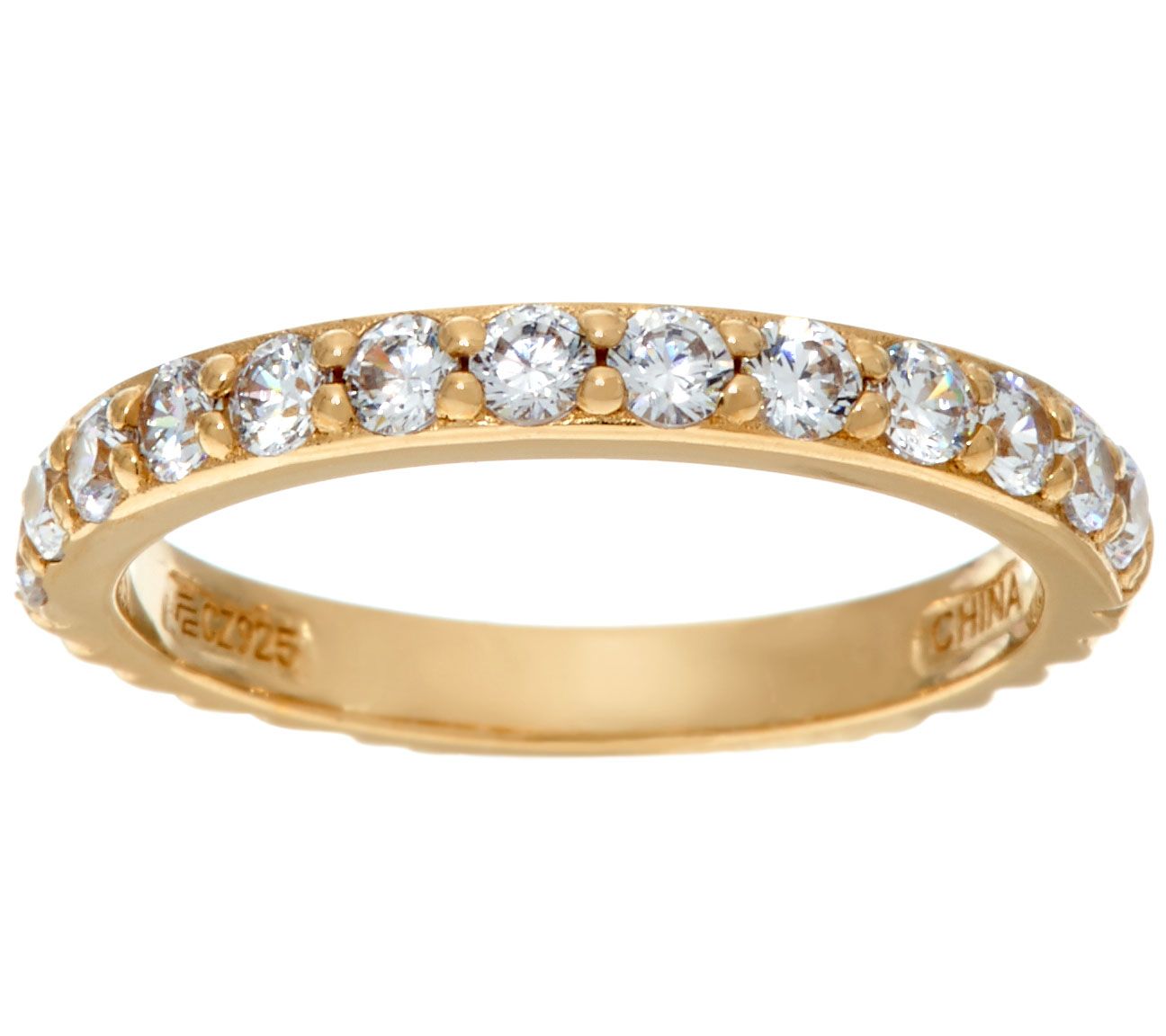 Diamonique Twisted Band Ring, Sterling or 14K Yellow Clad Page 1