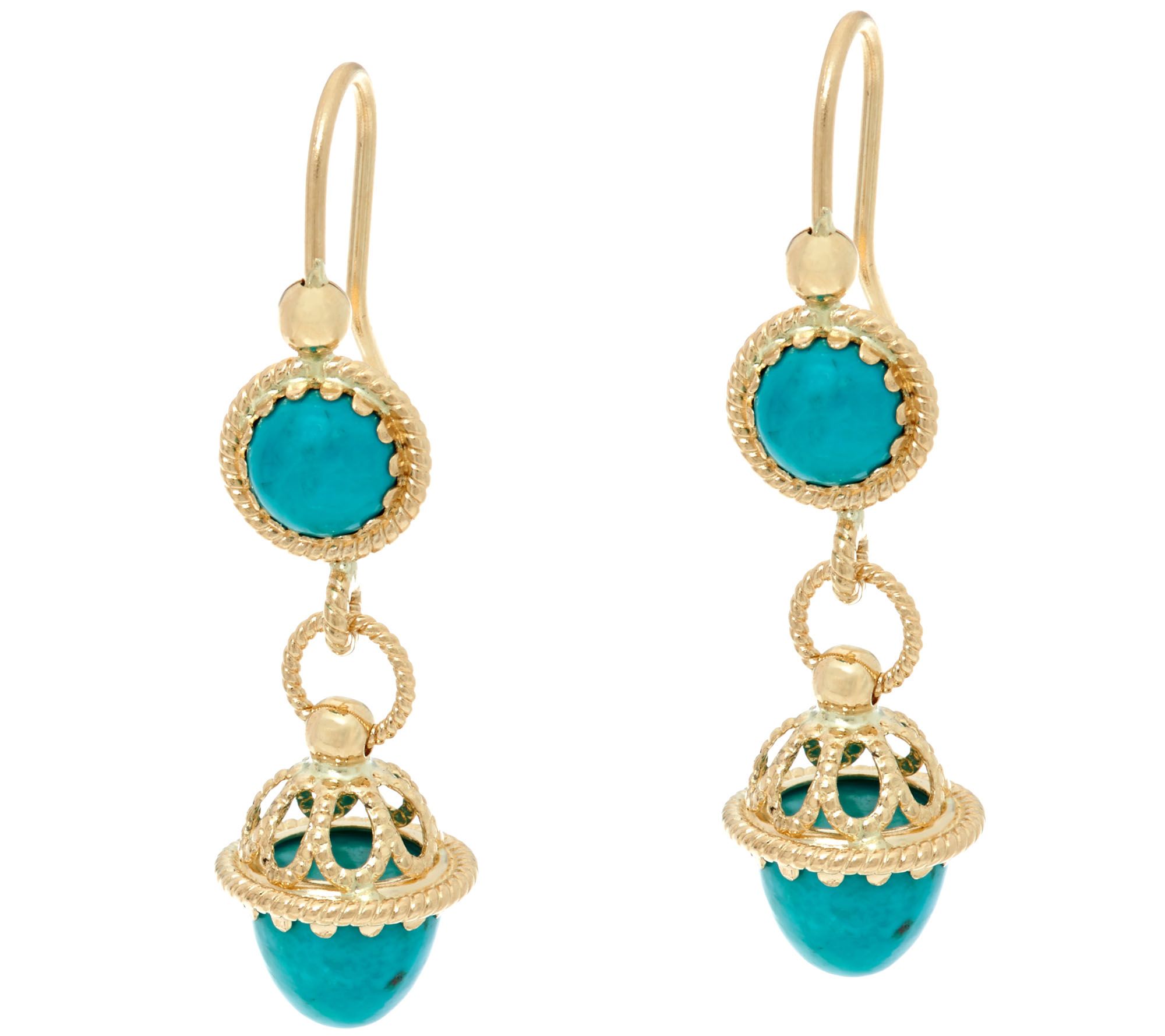 Italian Gold Turquoise Drop Earrings 14K Gold Page 1 —